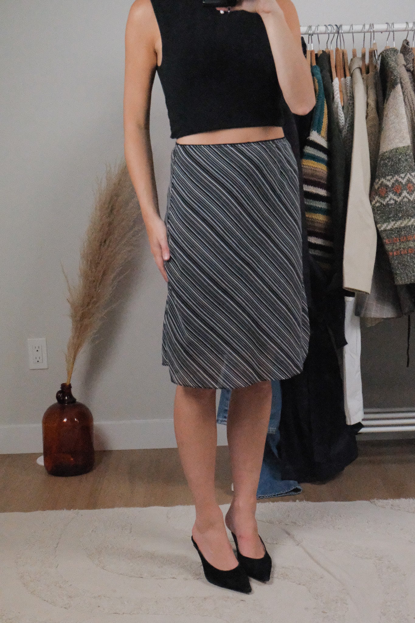 Vintage x Mesh Striped Midi Skirt (6)