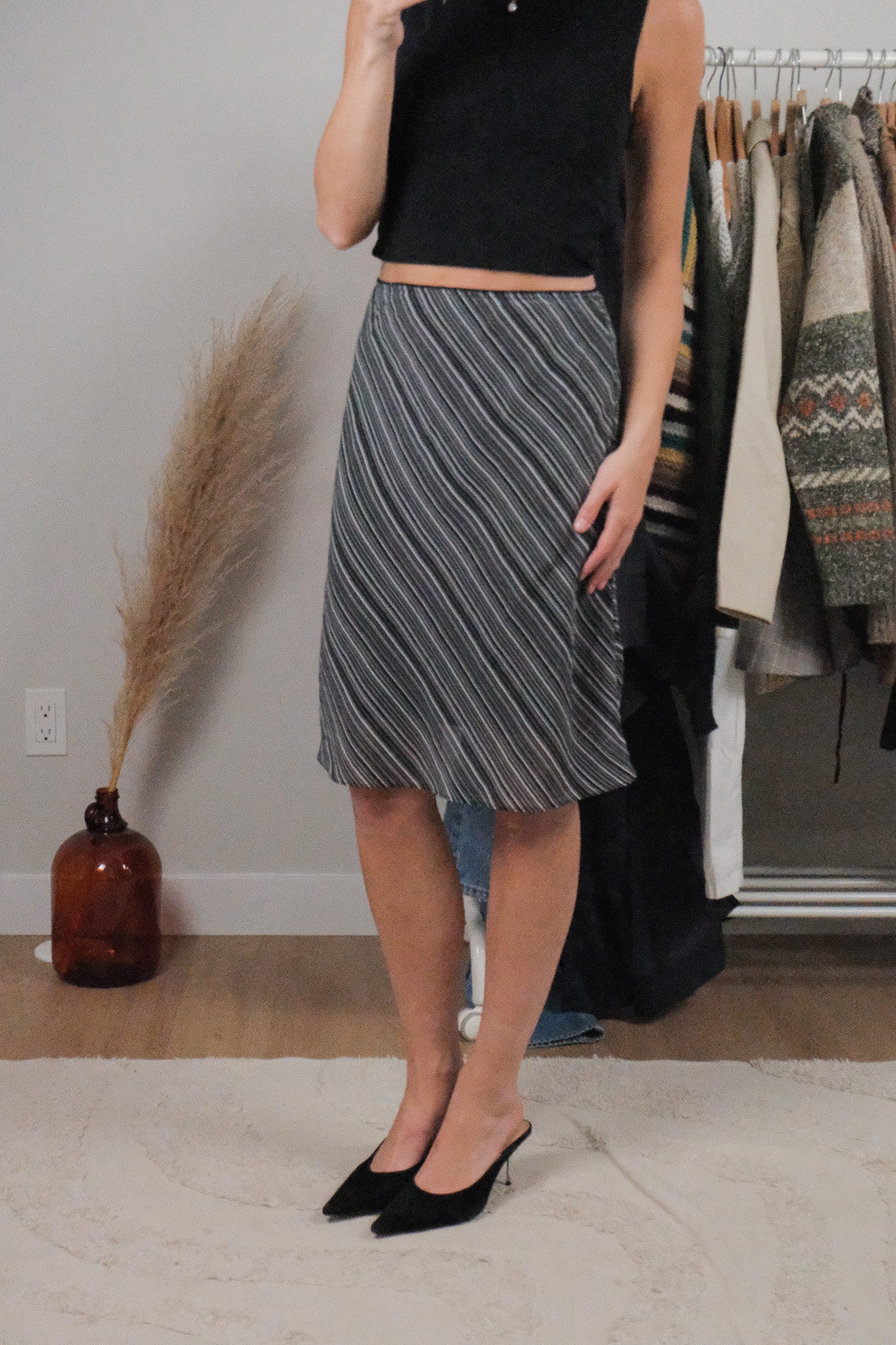 Vintage x Mesh Striped Midi Skirt (6)