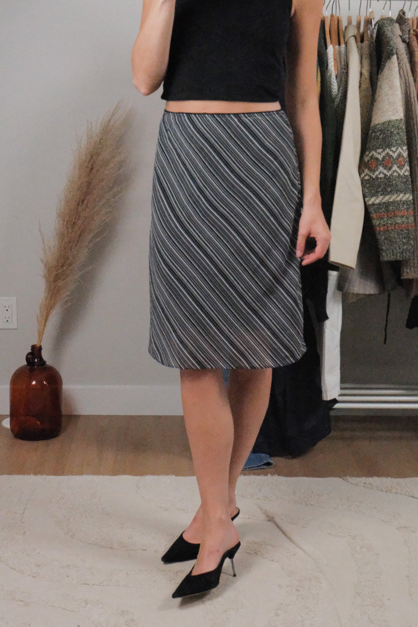 Vintage x Mesh Striped Midi Skirt (6)