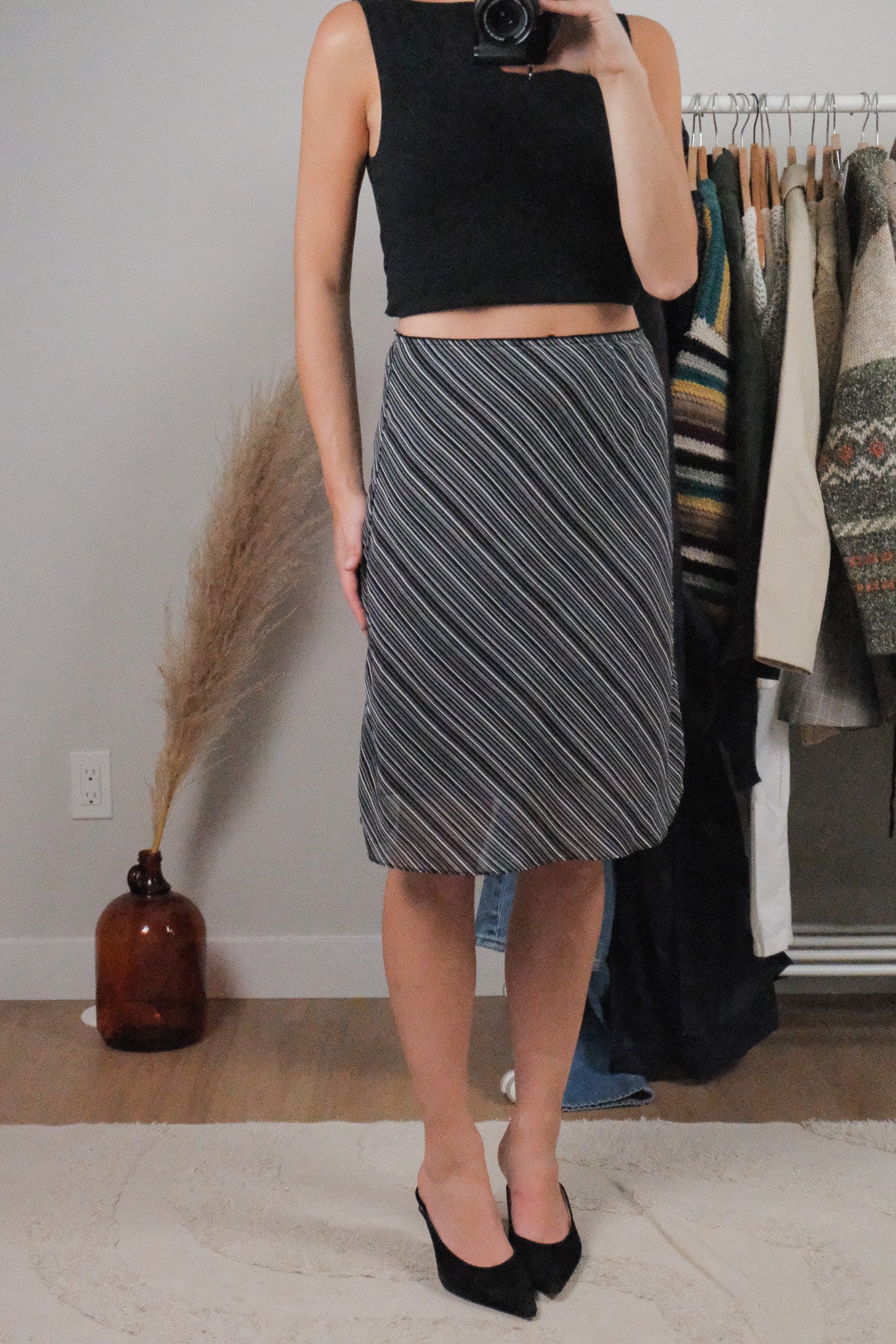 Vintage x Mesh Striped Midi Skirt (6)