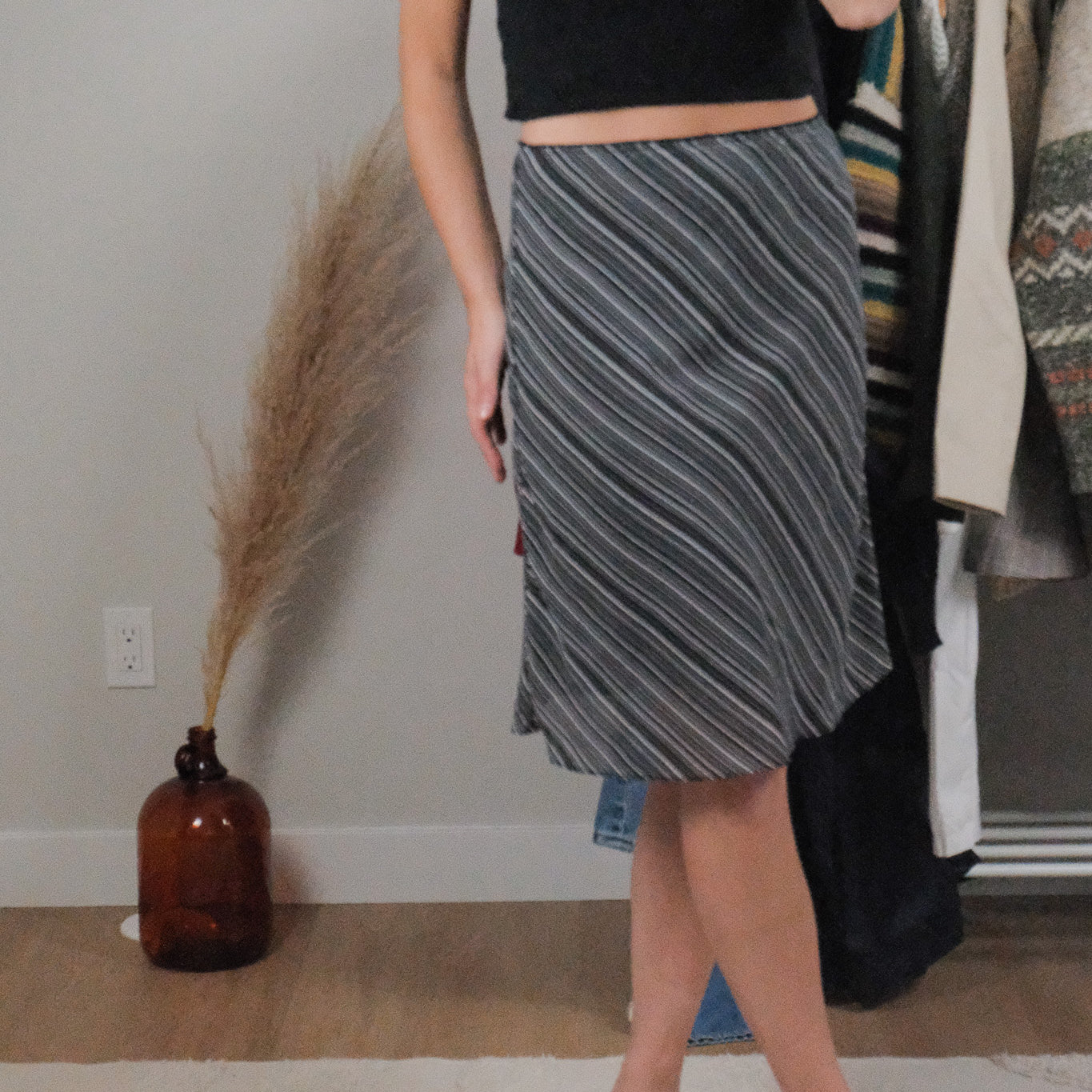 Vintage x Mesh Striped Midi Skirt (6)
