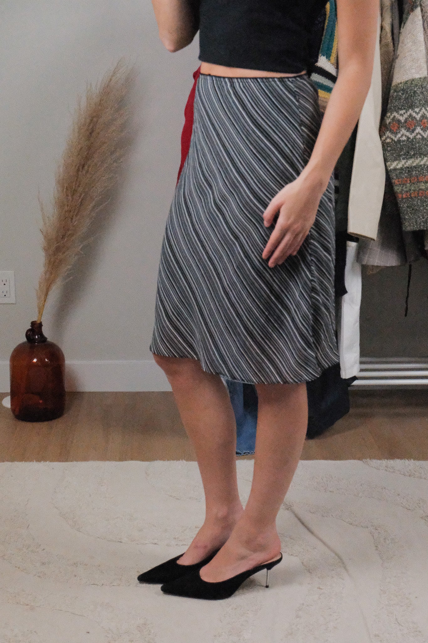 Vintage x Mesh Striped Midi Skirt (6)