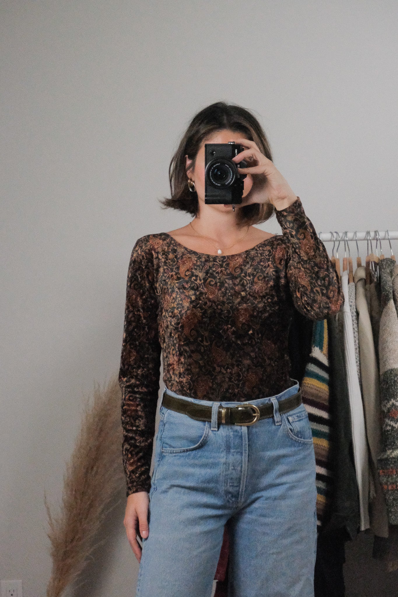 Made in Canada x Vintage x Velvet Paisley Bodysuit (M)