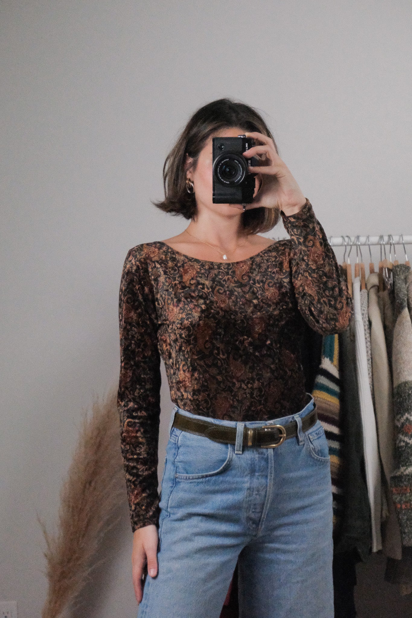 Made in Canada x Vintage x Velvet Paisley Bodysuit (M)