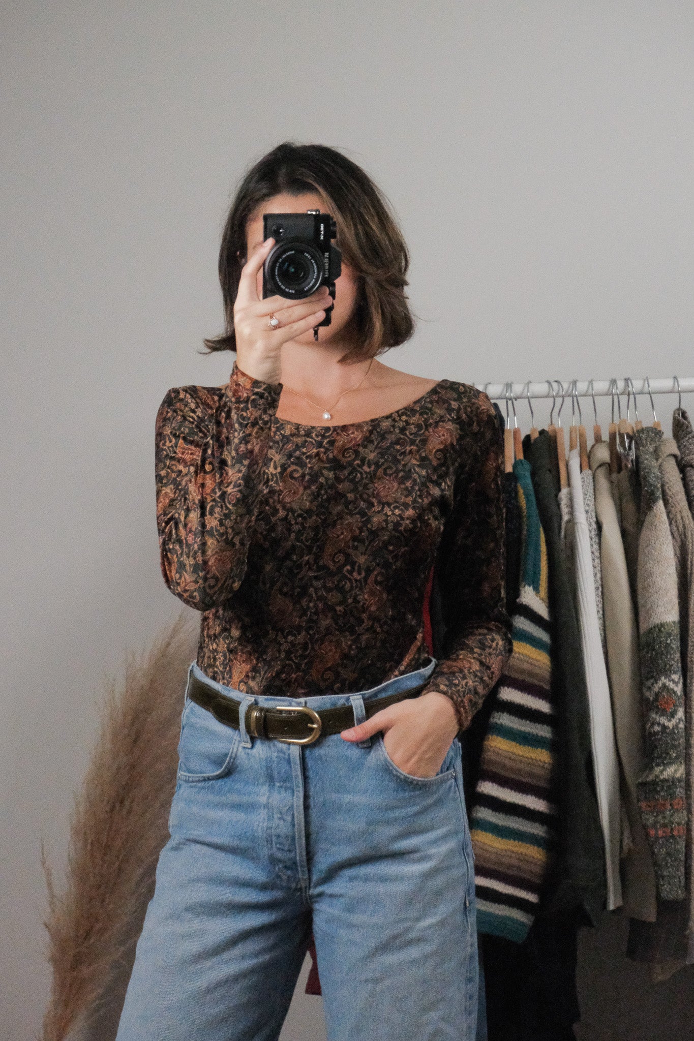 Made in Canada x Vintage x Velvet Paisley Bodysuit (M)