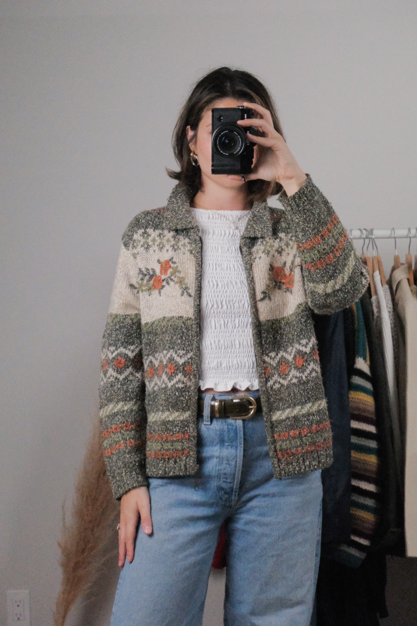 Vintage x Wool Blend Embroidered Zip Up (S)