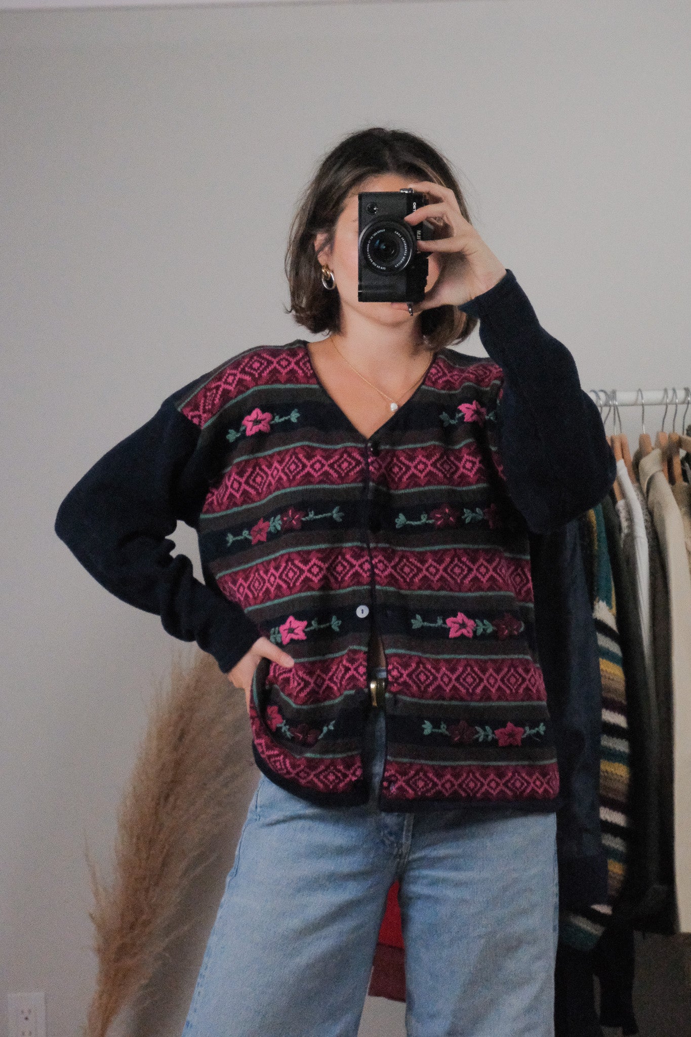 Vintage x Cotton Embroidered Cardigan (M)