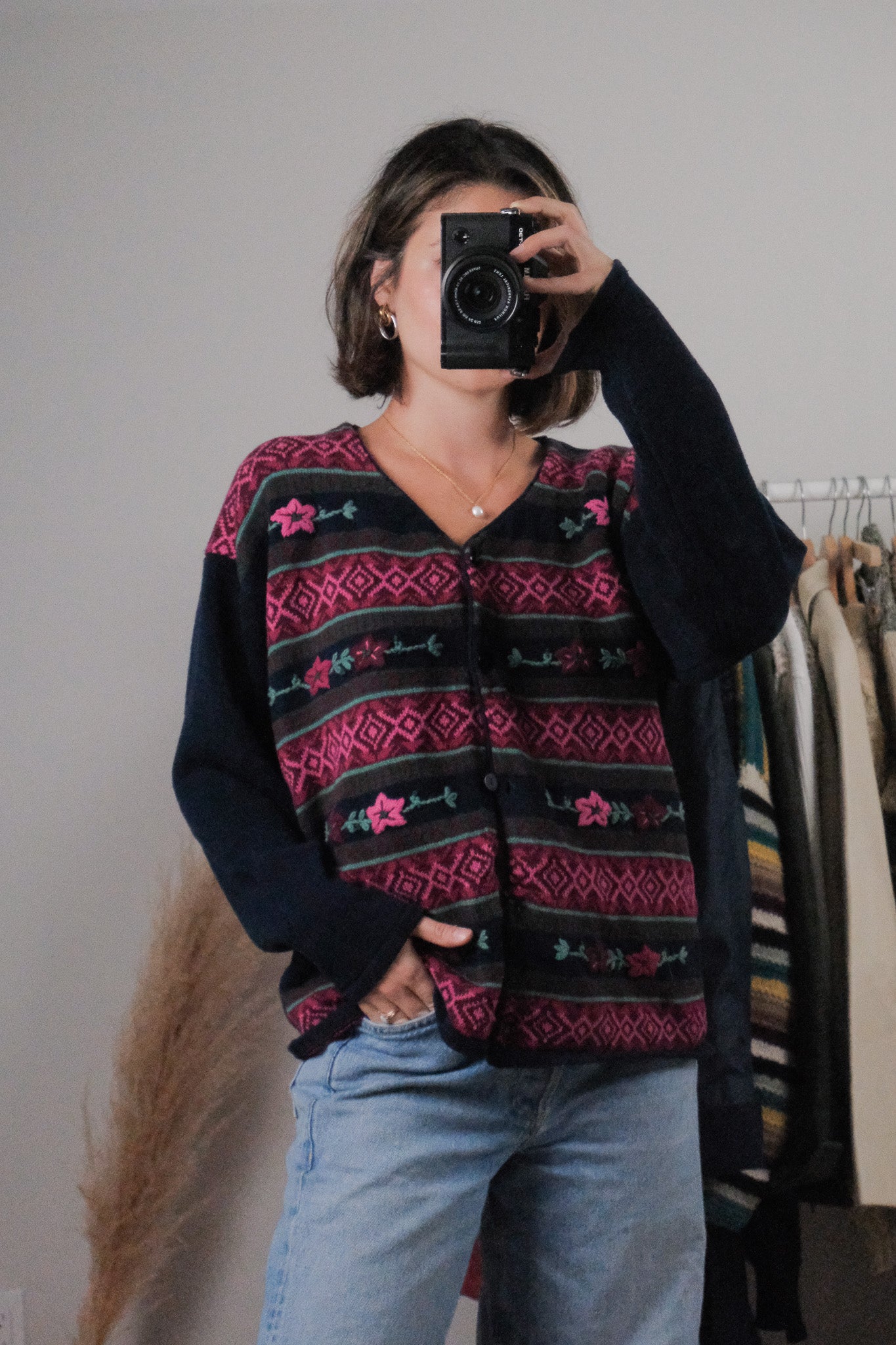Vintage x Cotton Embroidered Cardigan (M)