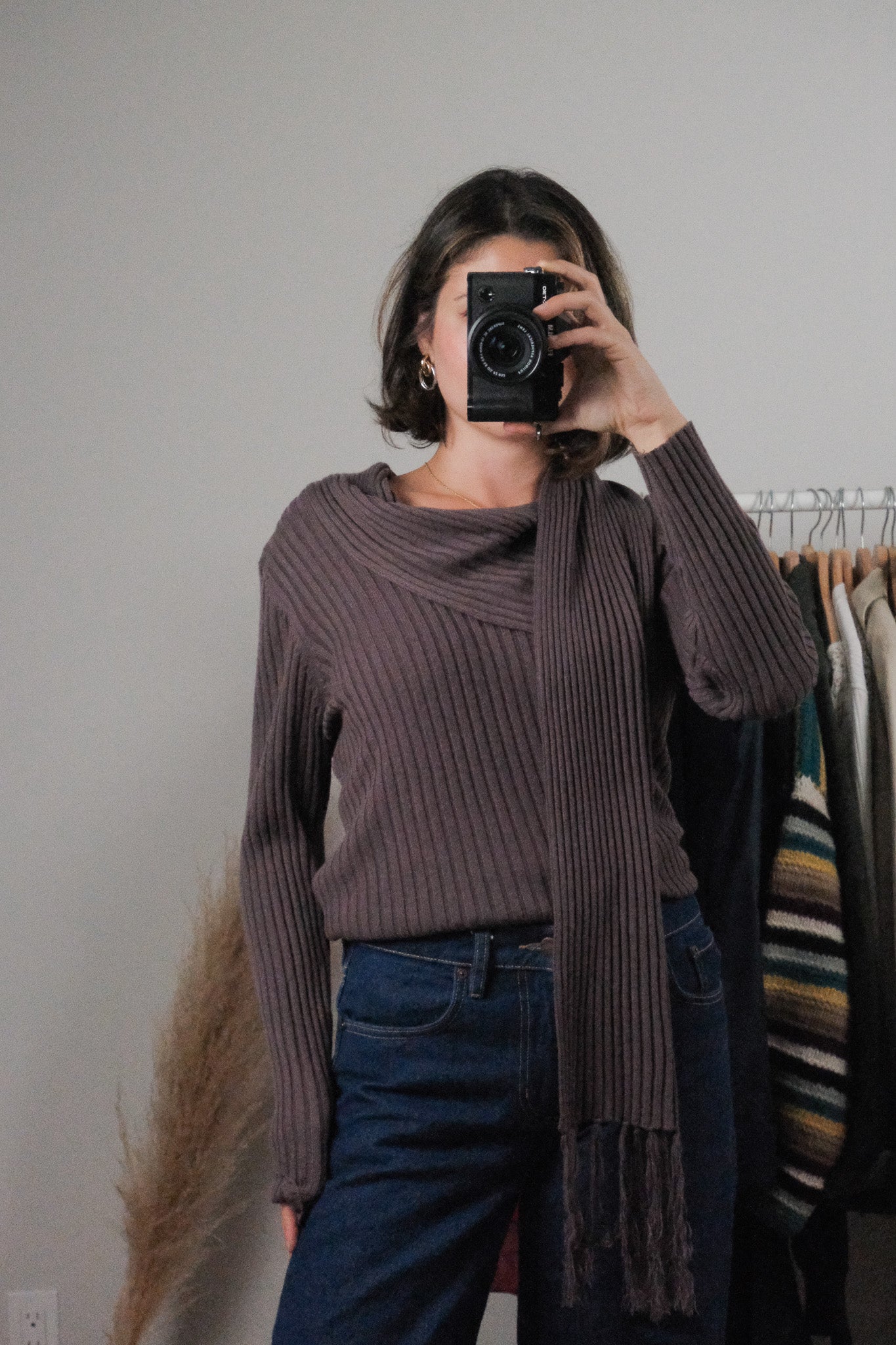 Vintage x Wool Blend Sweater With Attached Scarf (L)