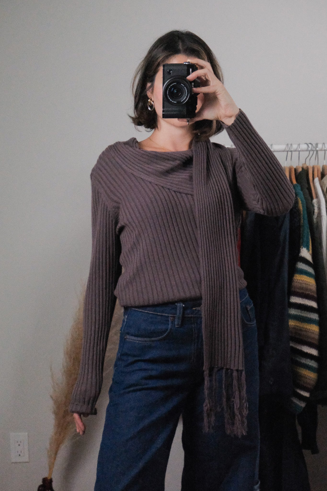 Vintage x Wool Blend Sweater With Attached Scarf (L)