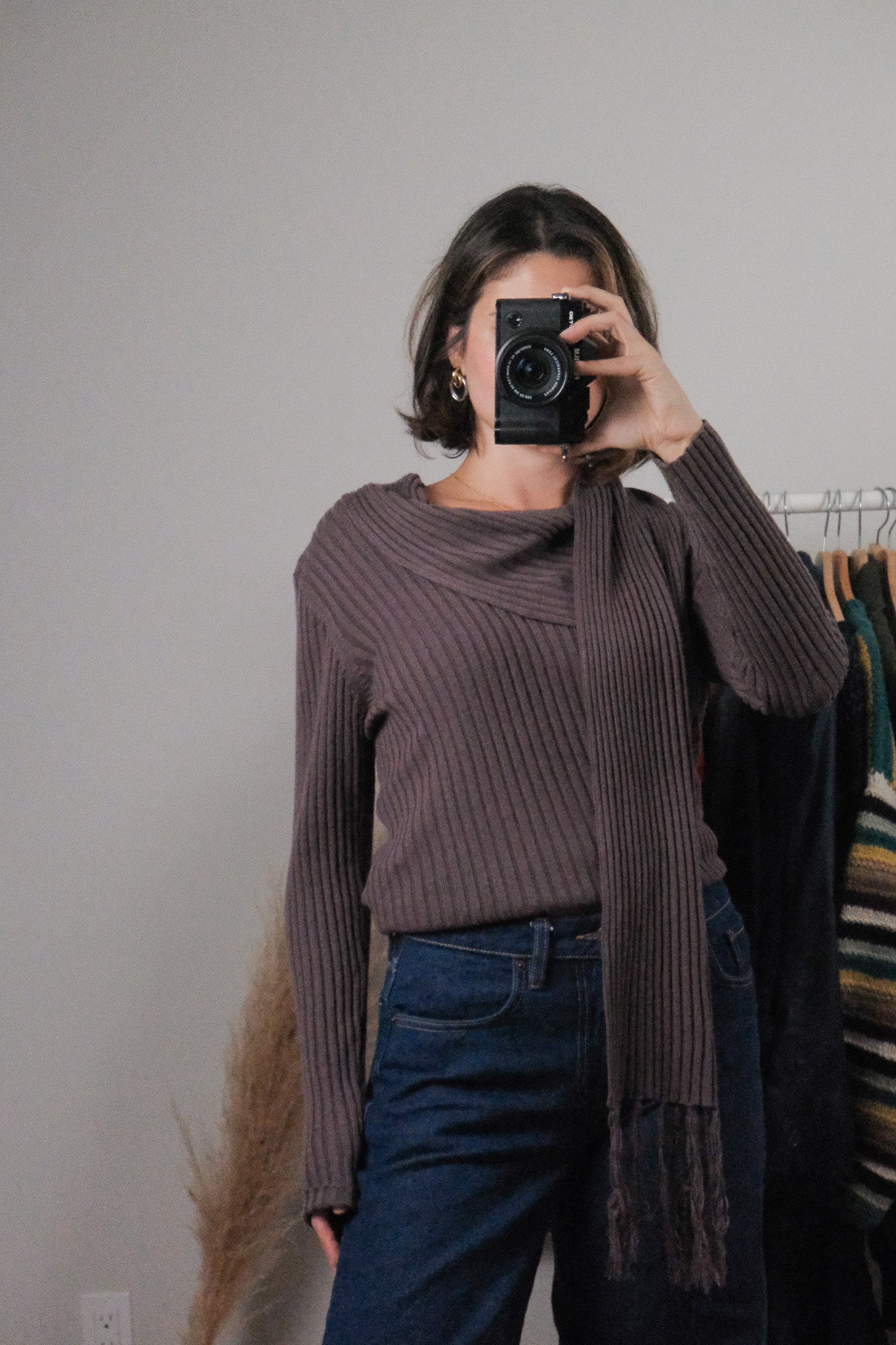 Vintage x Wool Blend Sweater With Attached Scarf (L)