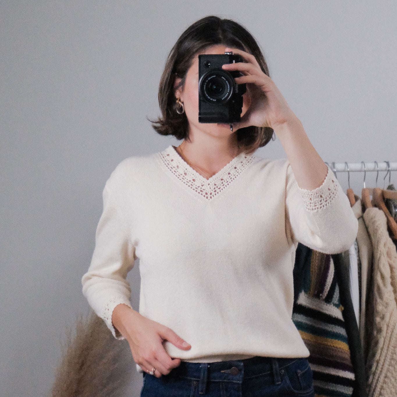 Vintage x Crochet Trim Knit (S)