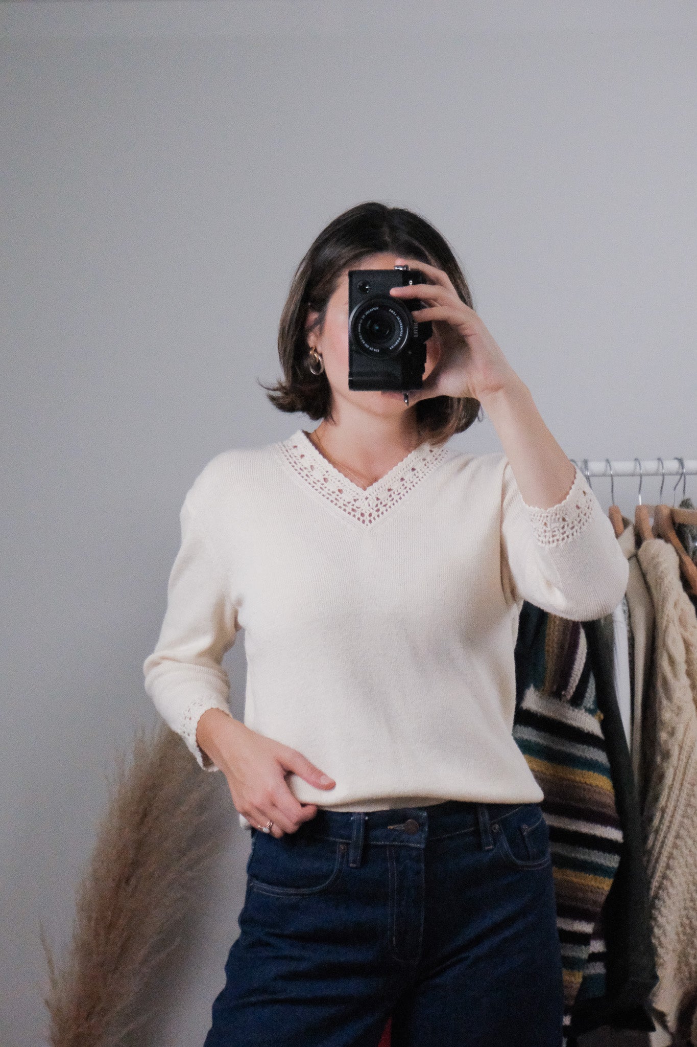 Vintage x Crochet Trim Knit (S)