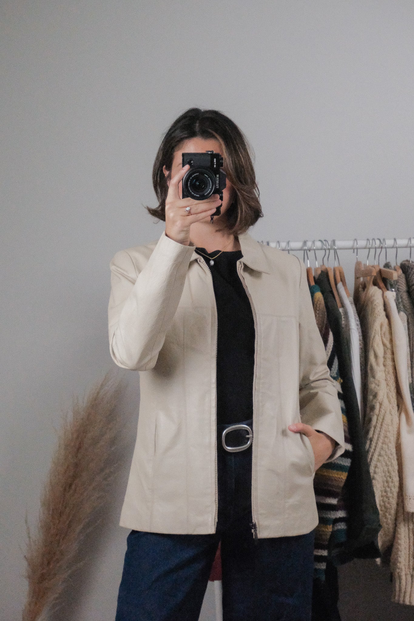 Vintage x Collared Leather Jacket (S)