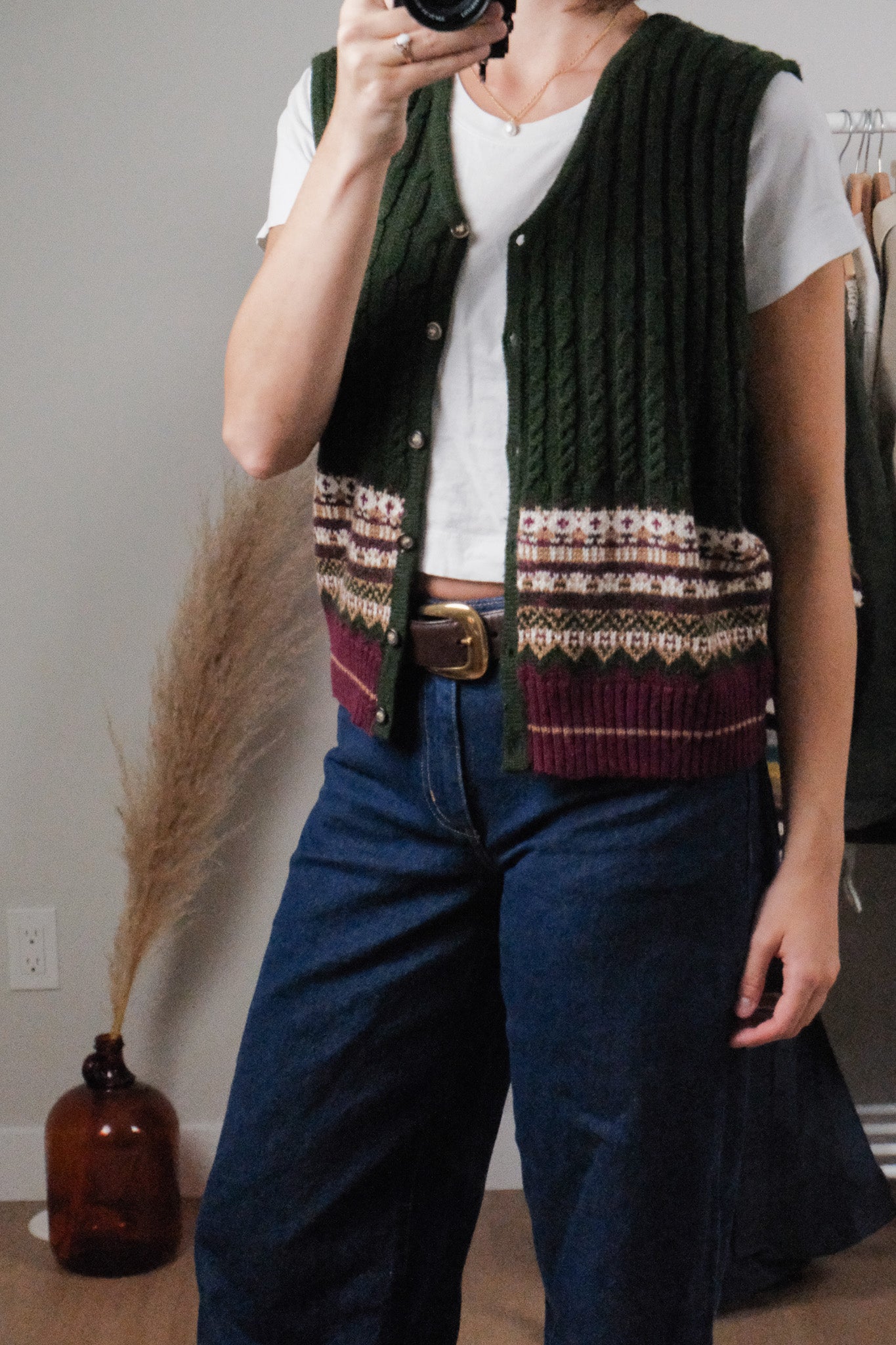 Vintage x Wool Blend Patterned Vest (M)