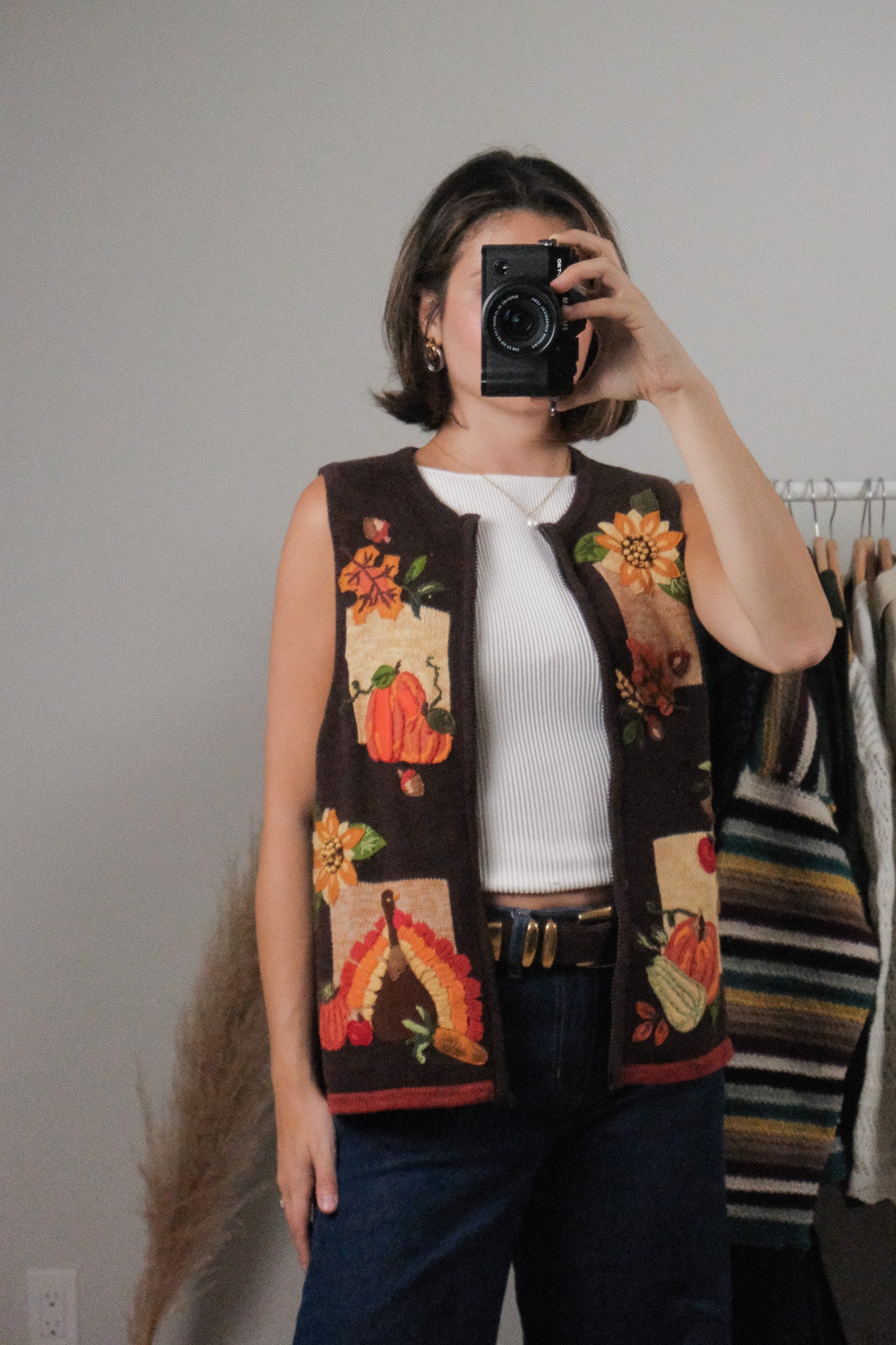 Vintage x Embroidered Beaded Fall Vest (M)
