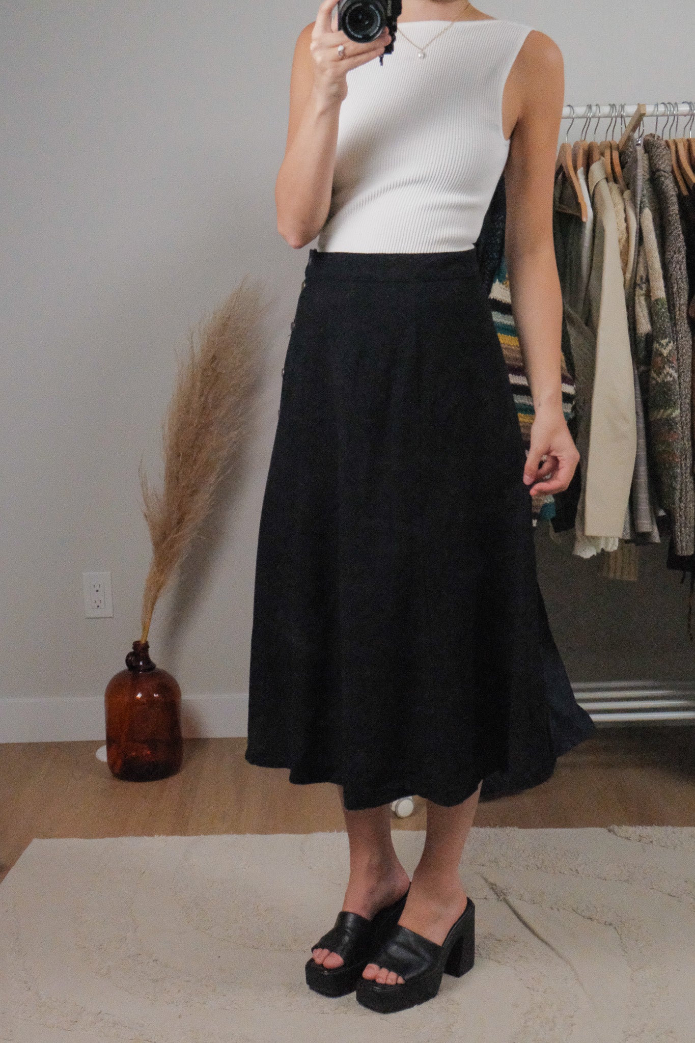 Vintage x Side Button Midi Skirt (6/8)