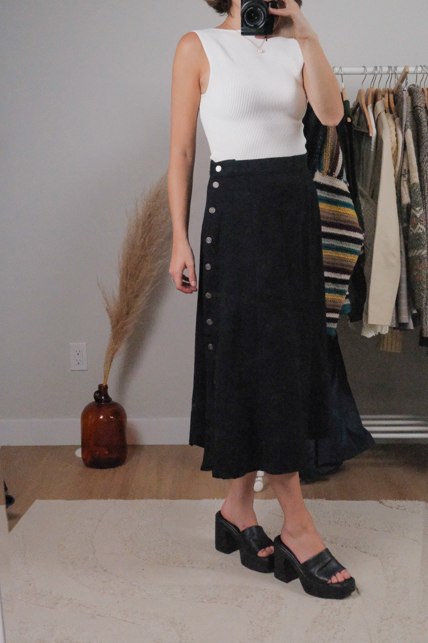 Vintage x Side Button Midi Skirt (6/8)