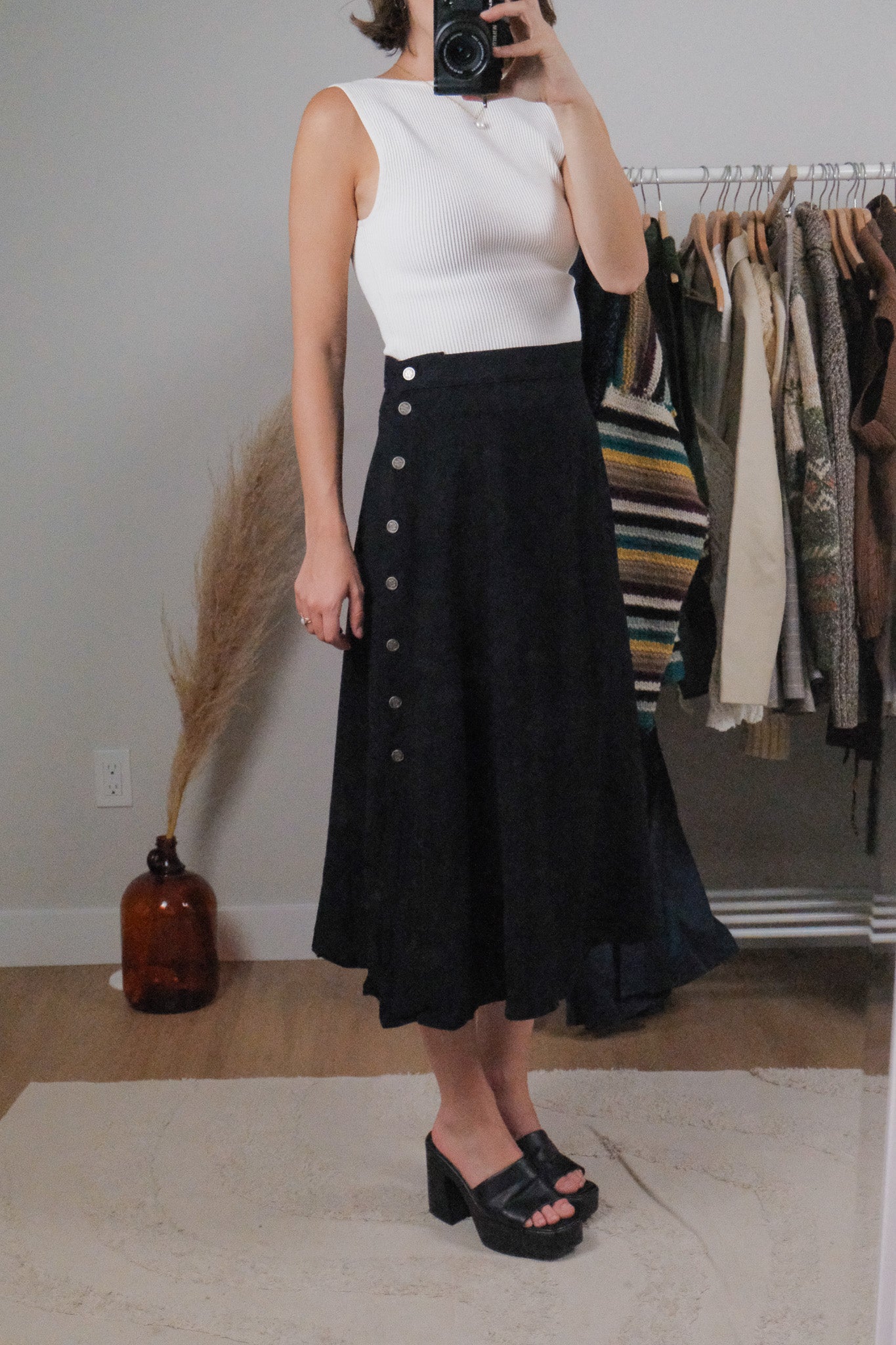 Vintage x Side Button Midi Skirt (6/8)