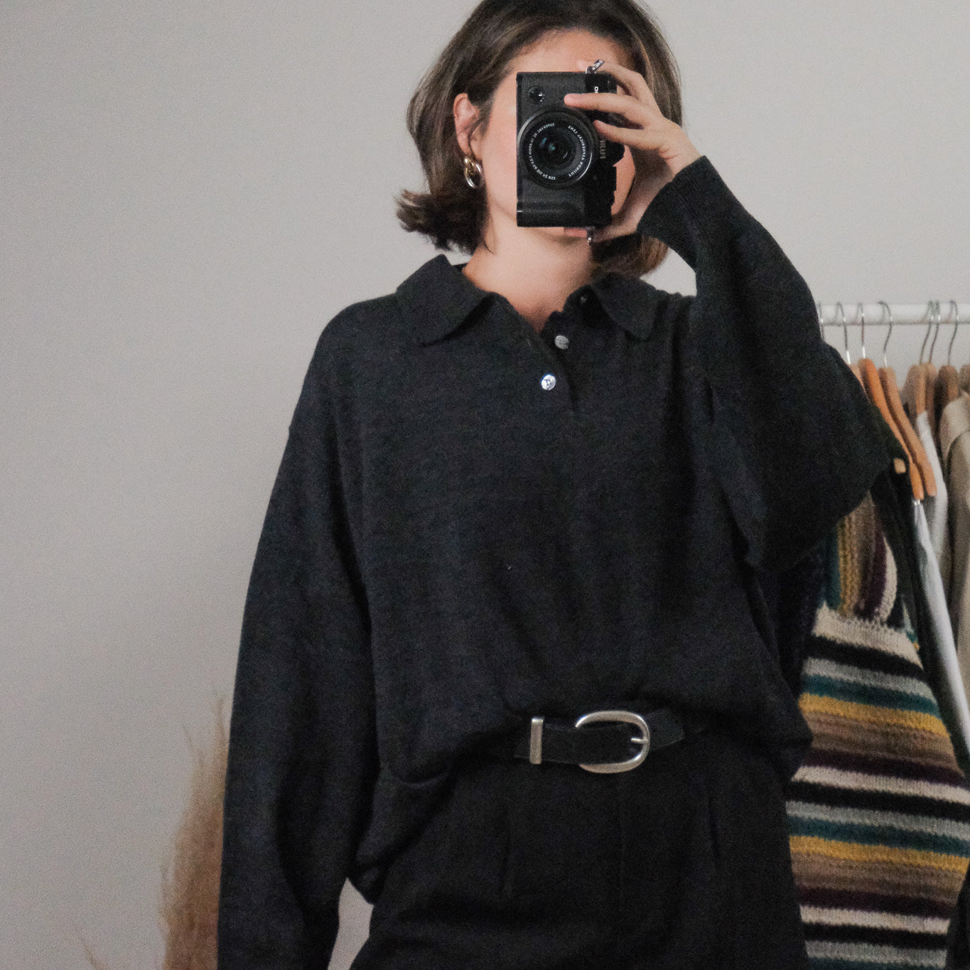 Vintage x Merino Wool Blend Collared Top (M/L)