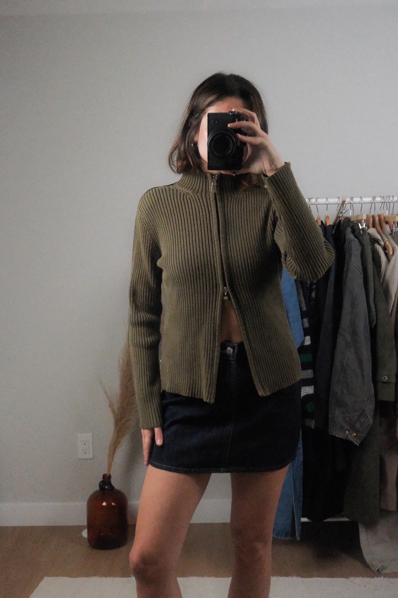 Vintage x Striped Cotton Double Zipper Knit (L)