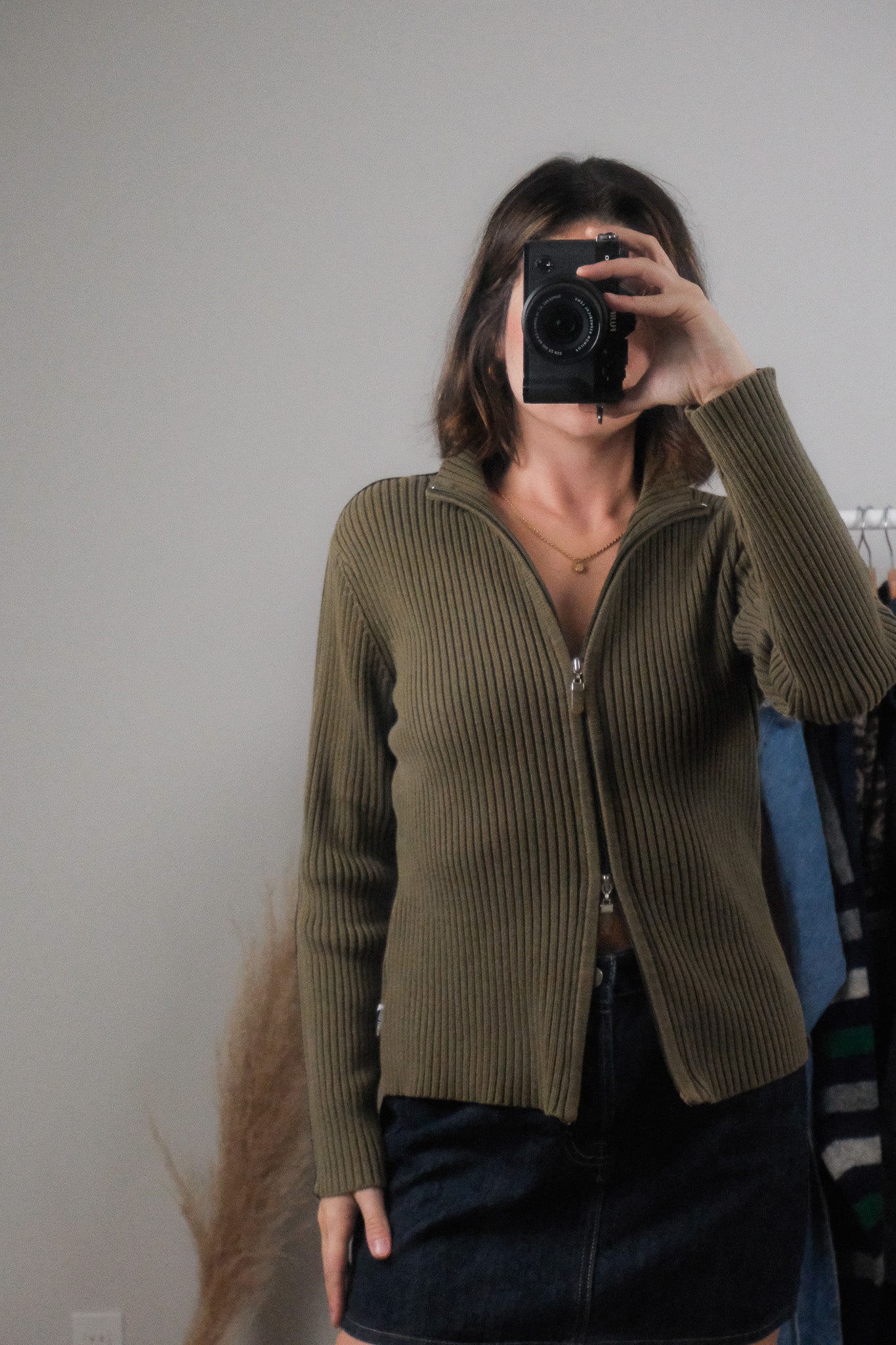 Vintage x Striped Cotton Double Zipper Knit (L)