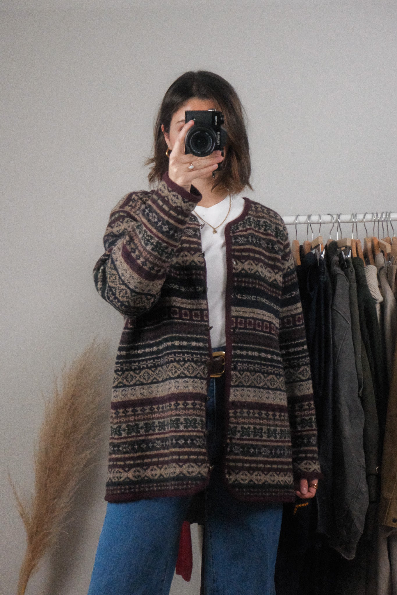 Vintage x Wool Patterned Cardigan (M/L)