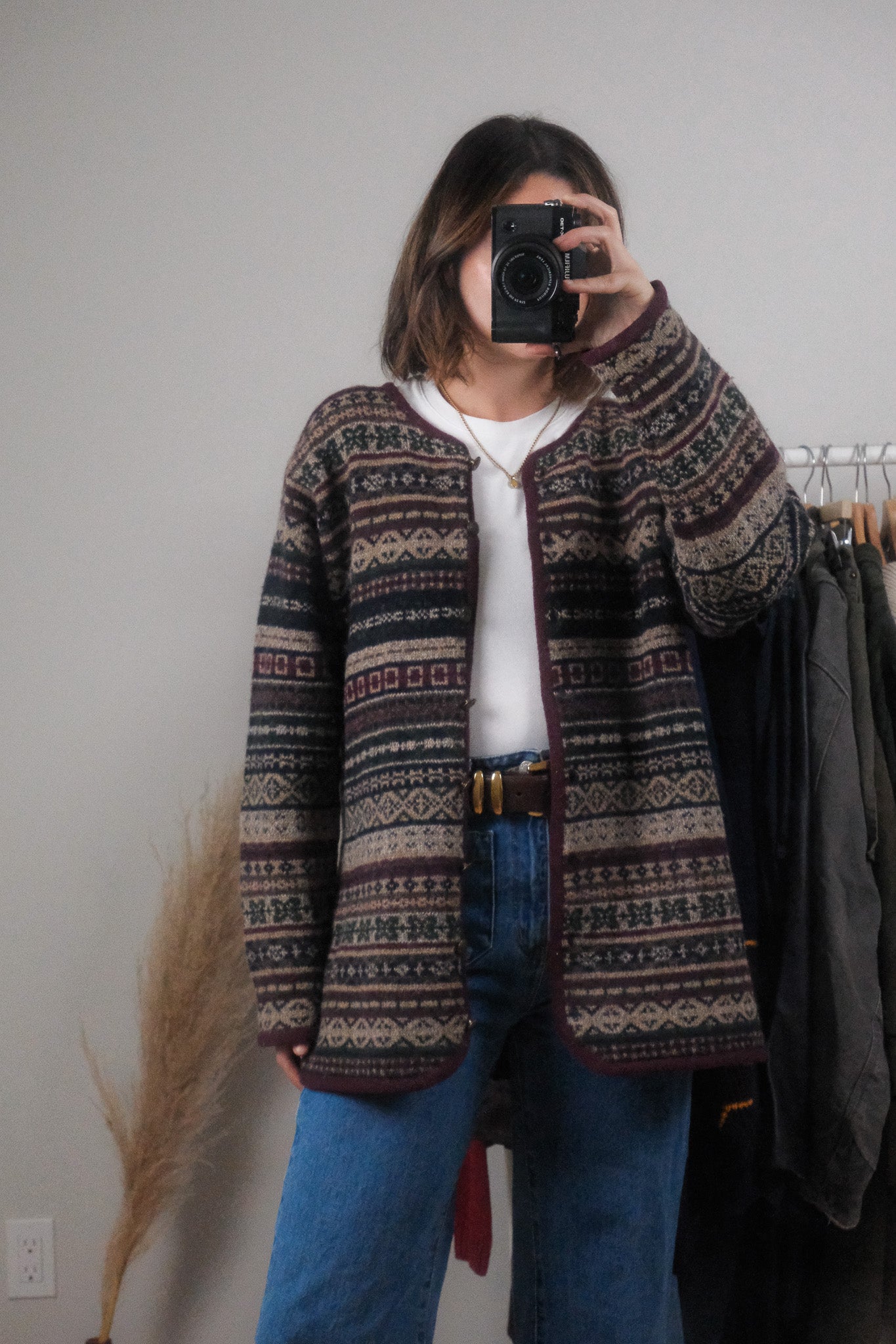 Vintage x Wool Patterned Cardigan (M/L)