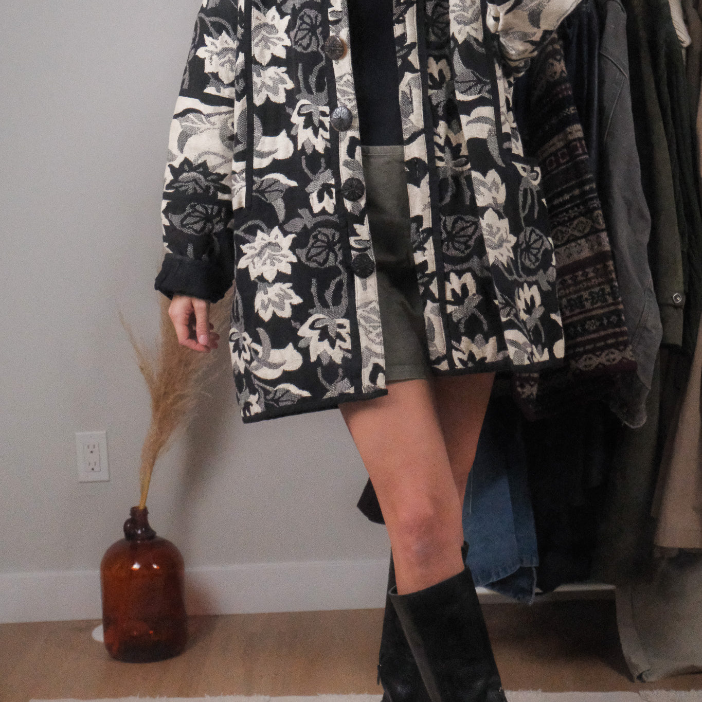 Vintage x Cotton Lined Tapestry Patterned Jacket (L)