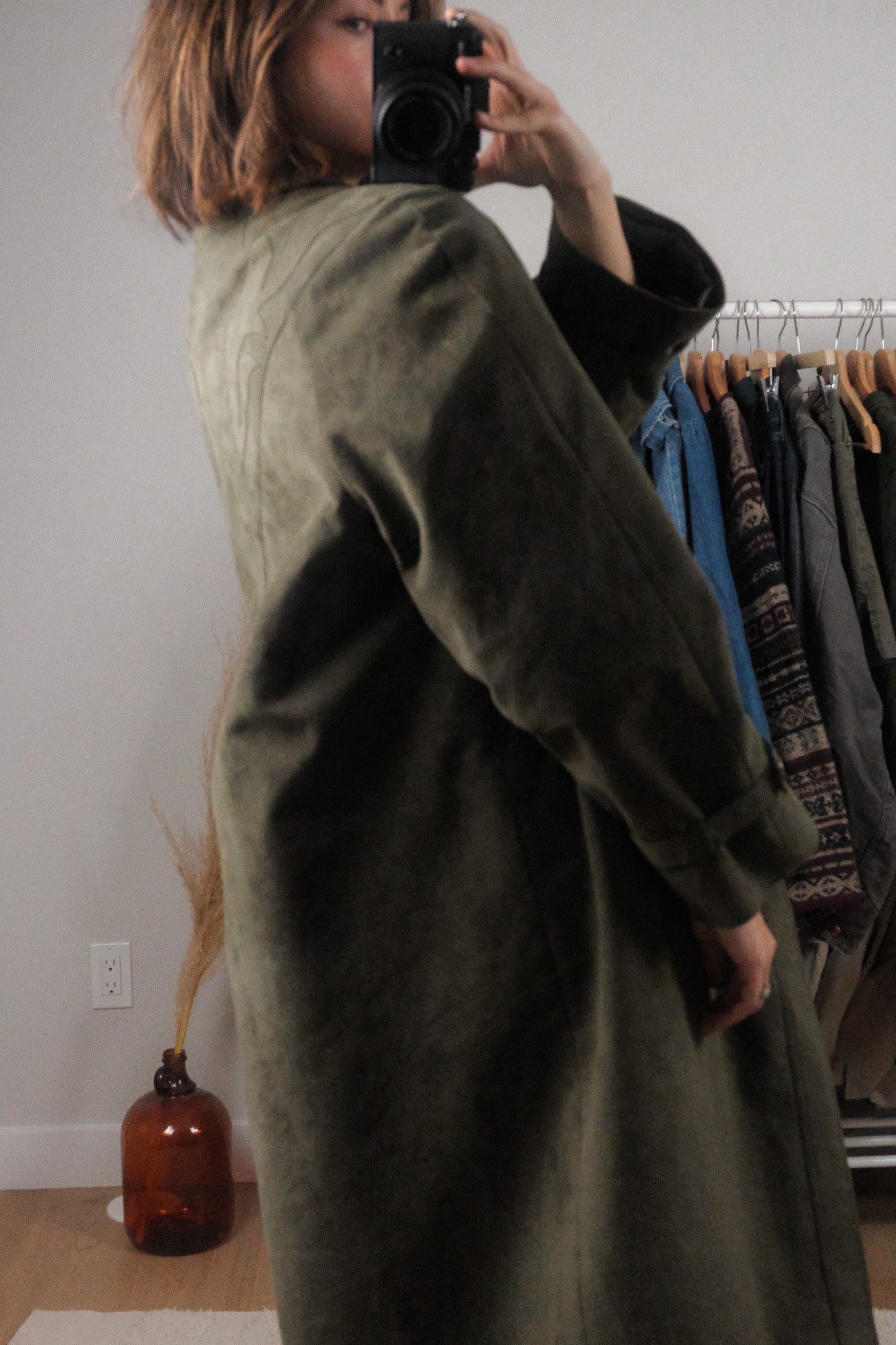 Vintage x Lined Faux Suede Embroidered Coat (L)