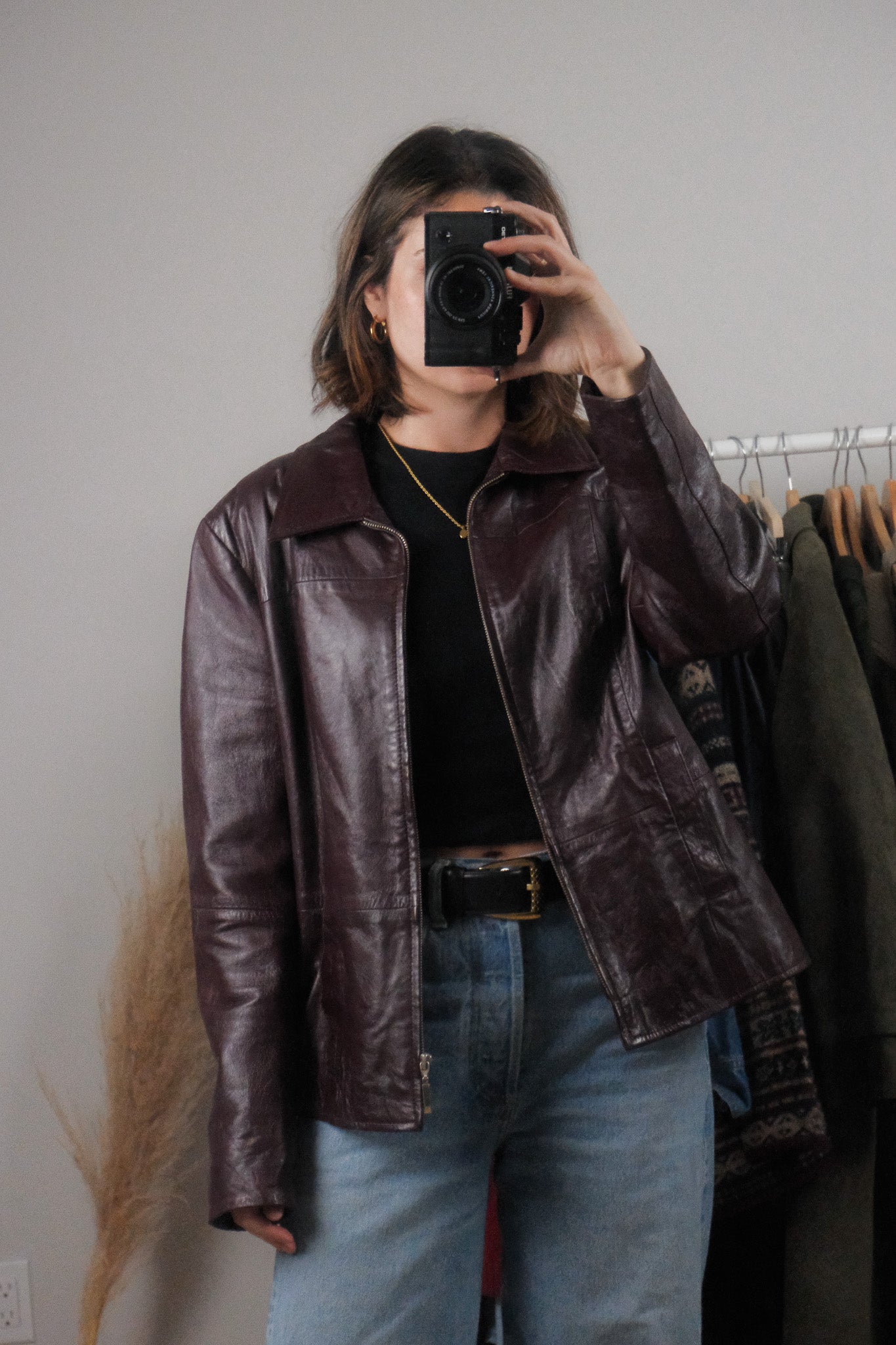 Vintage x Leather Collared Jacket (M-L)