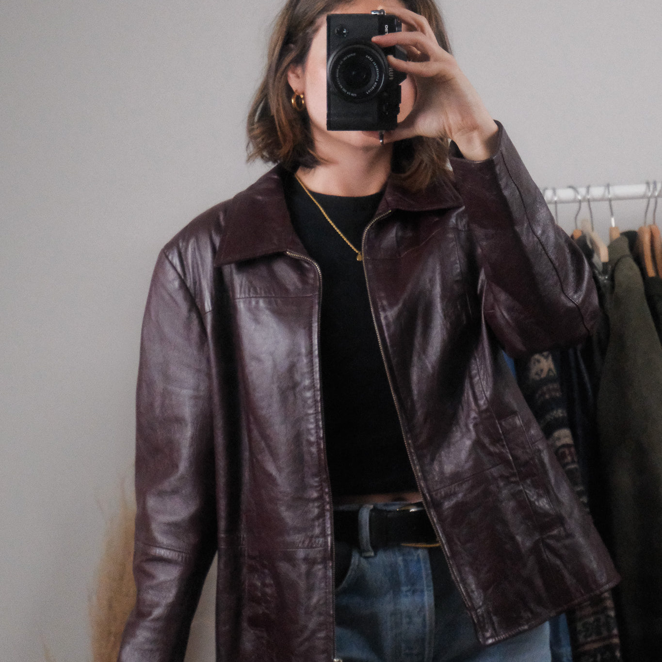 Vintage x Leather Collared Jacket (M-L)