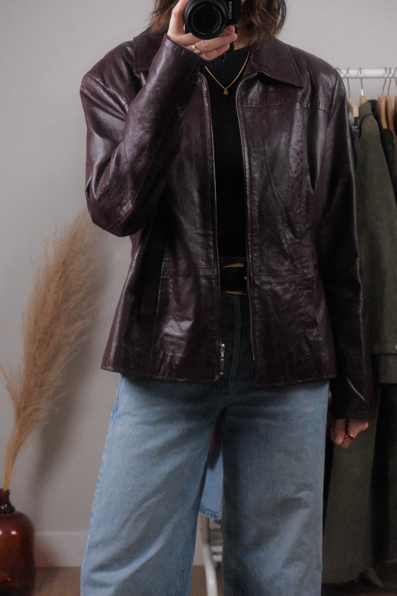 Vintage x Leather Collared Jacket (M-L)