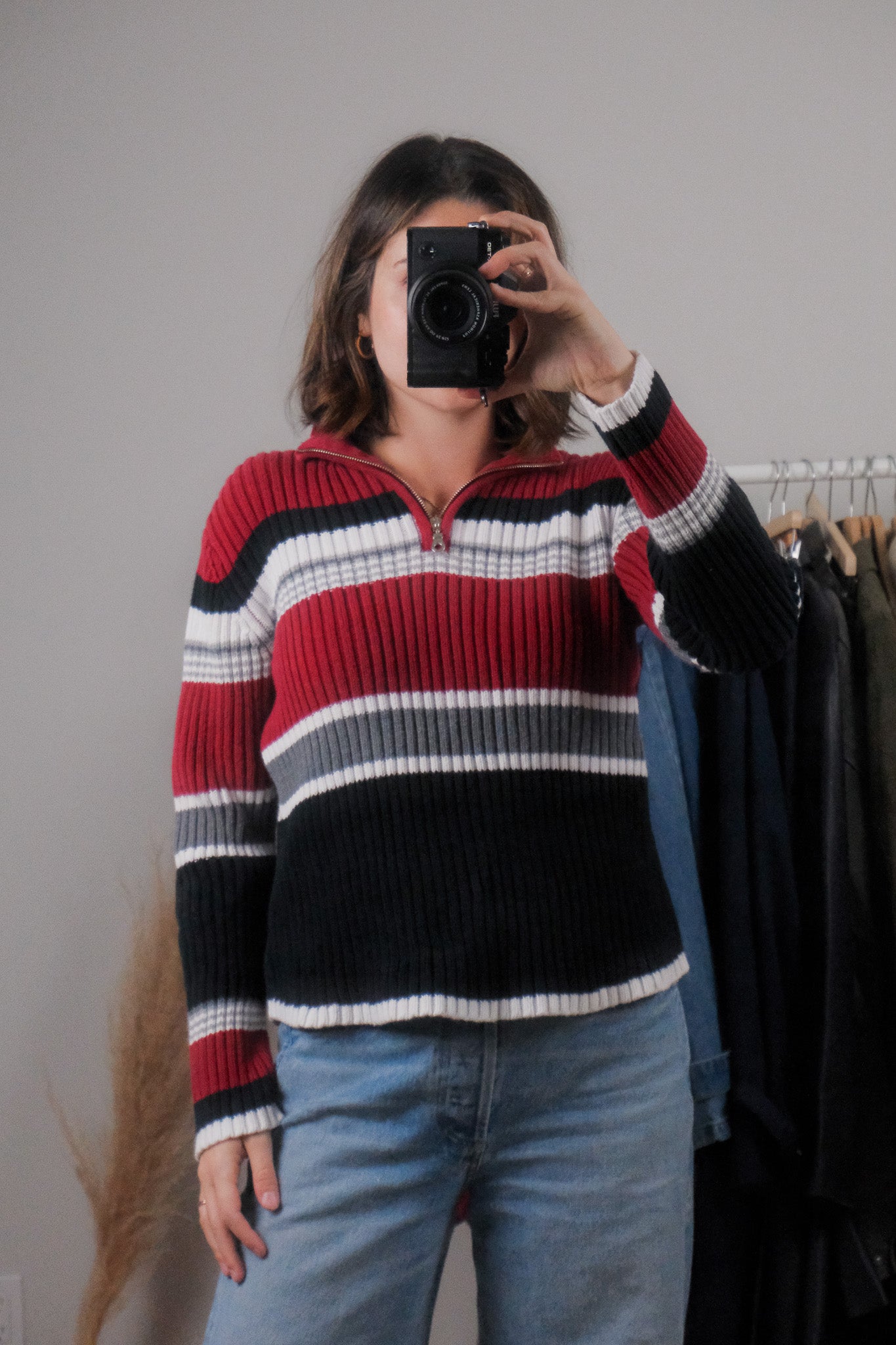 Vintage x Cotton Striped Quater Zip (M)