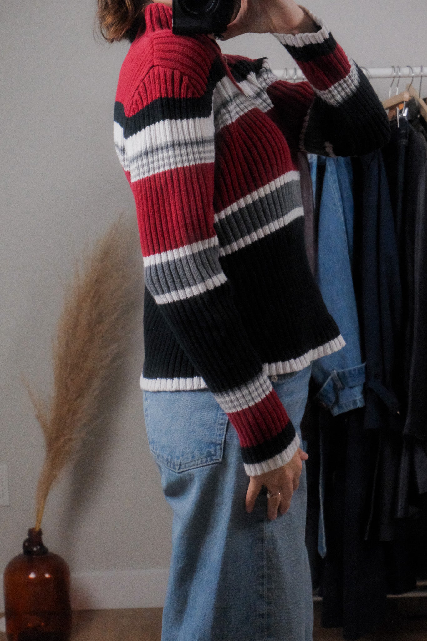 Vintage x Cotton Striped Quater Zip (M)