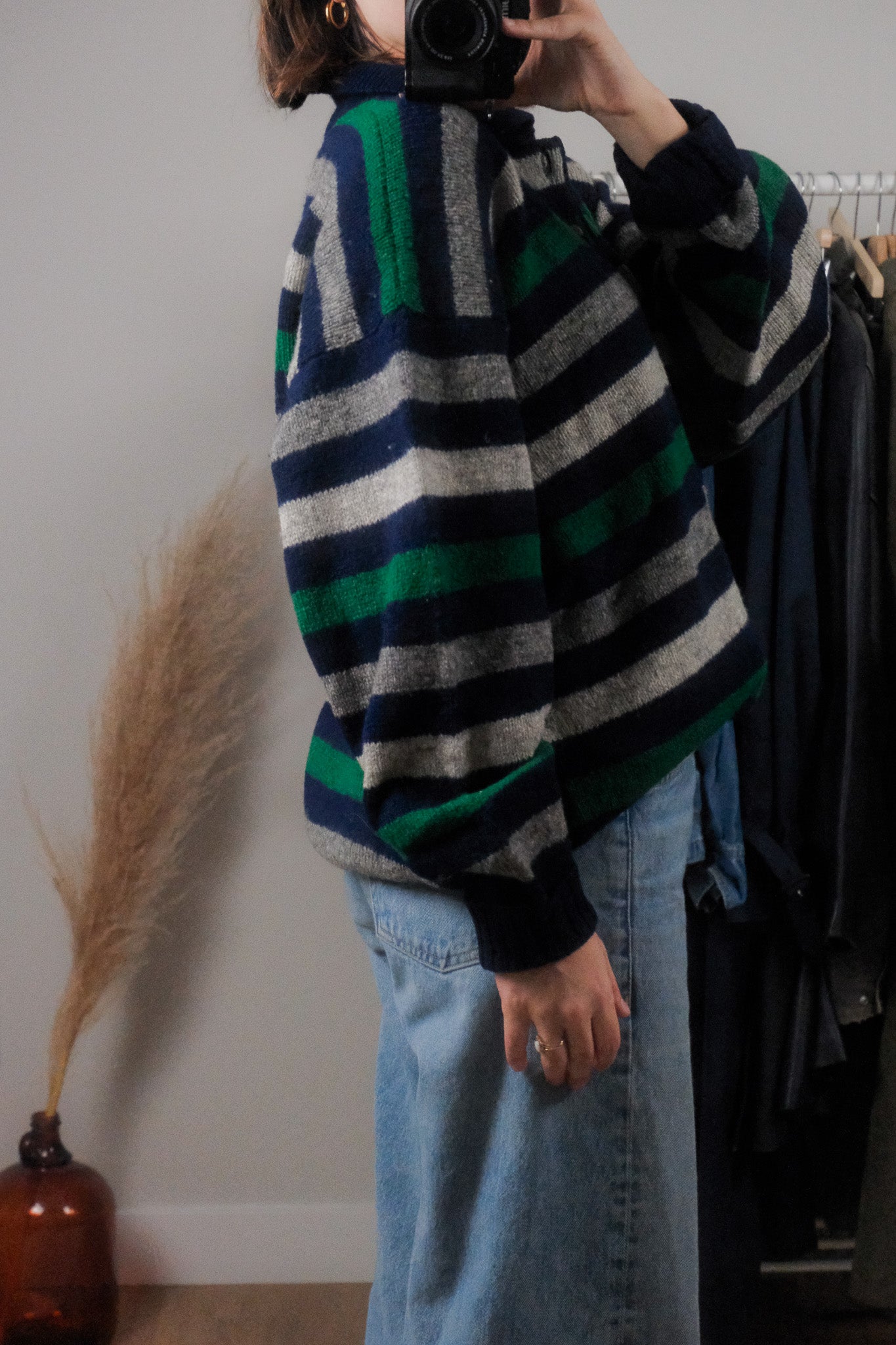 Made in Scotland x Vintage x Wool Striped Collared Knit (L/XL)