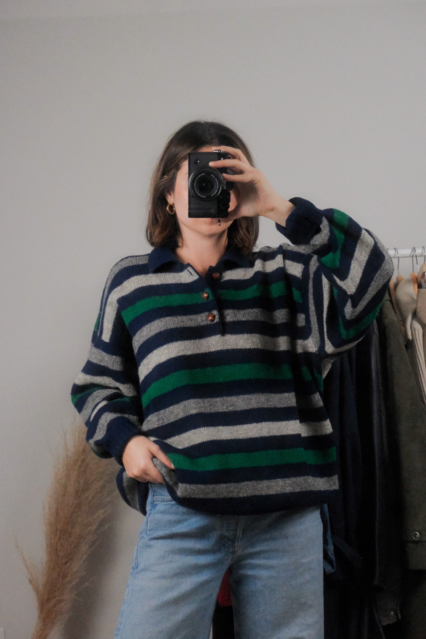 Made in Scotland x Vintage x Wool Striped Collared Knit (L/XL)