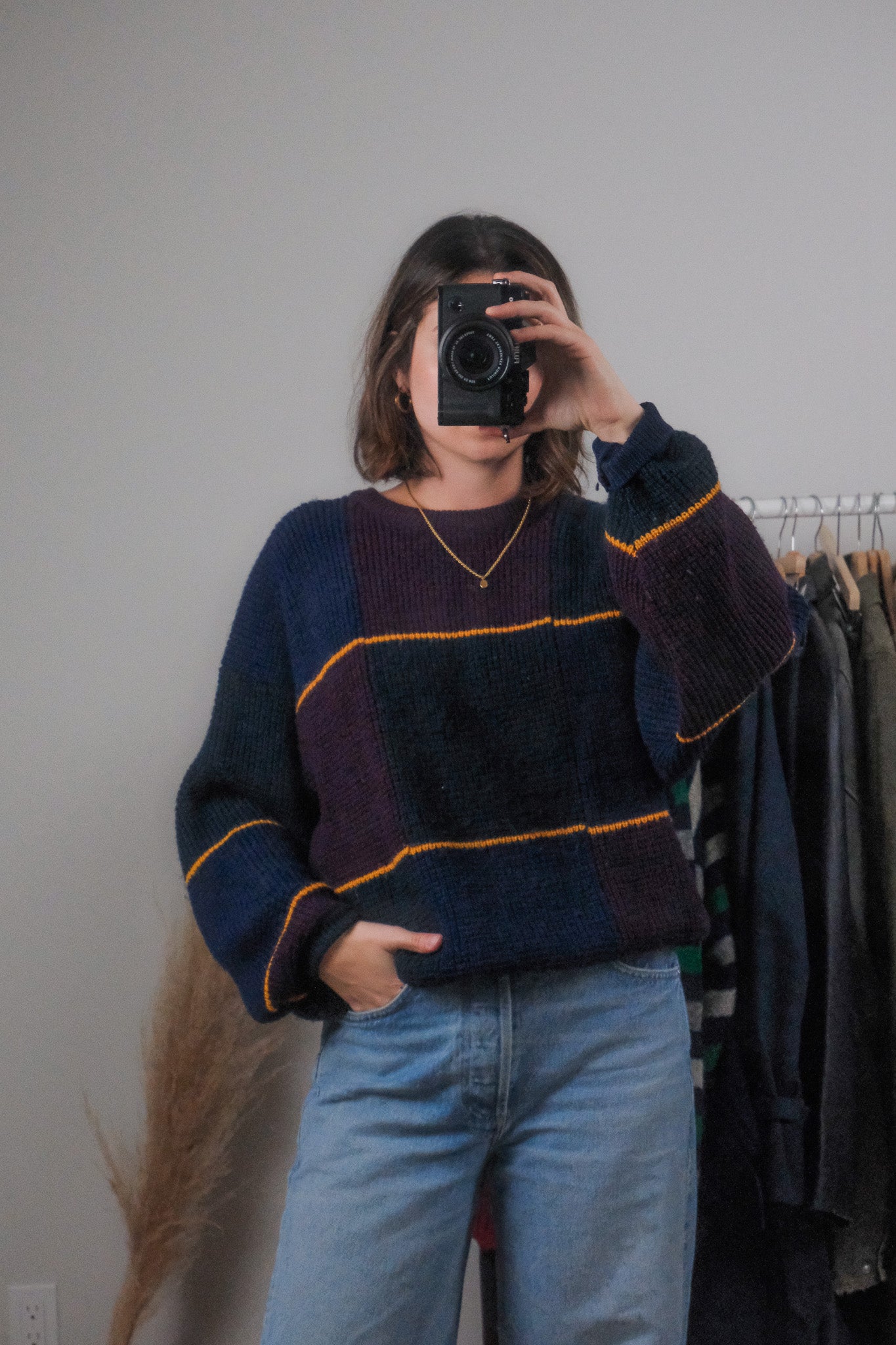 Vintage x Wool Checkered Knit (L)