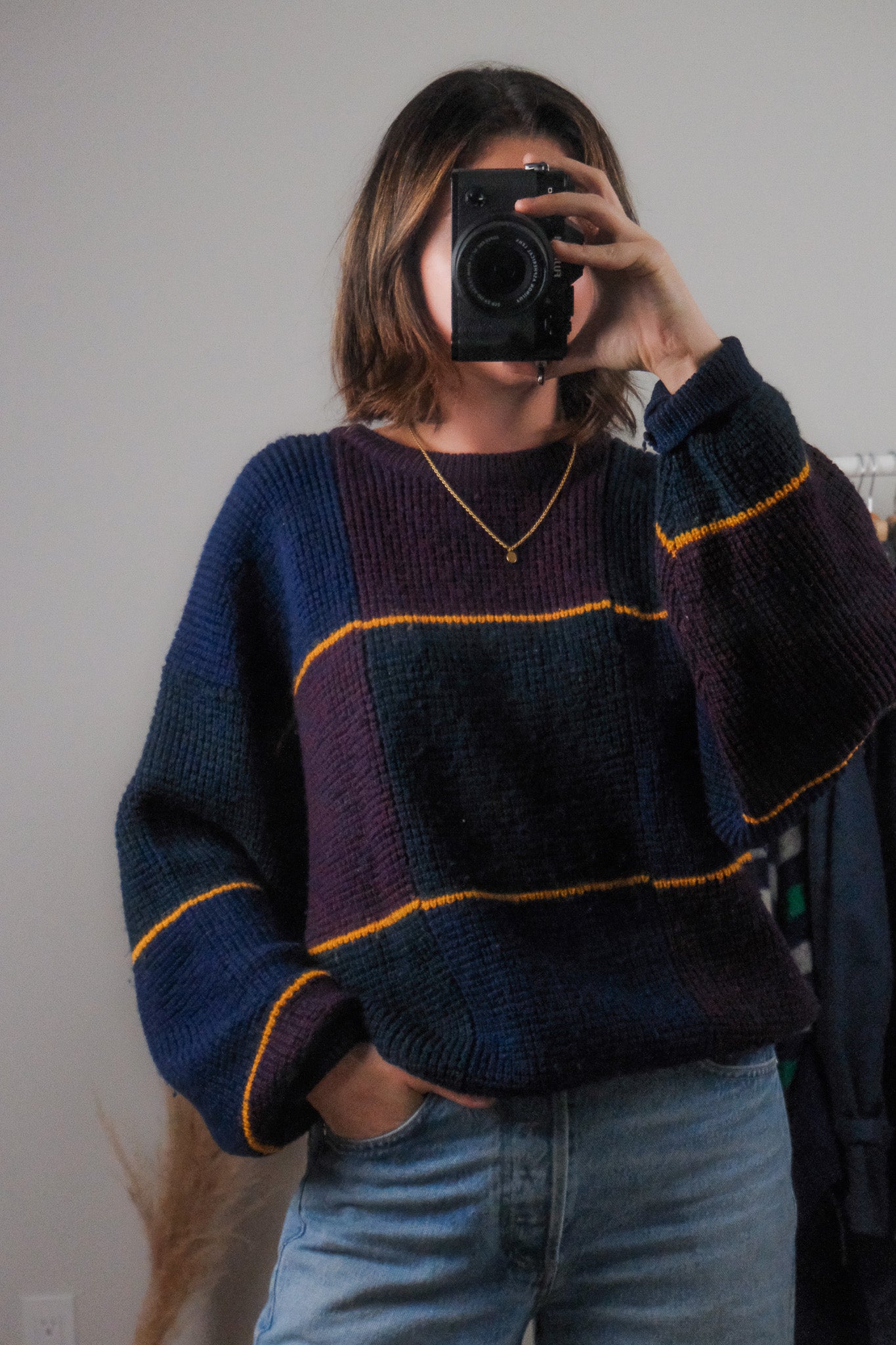 Vintage x Wool Checkered Knit (L)