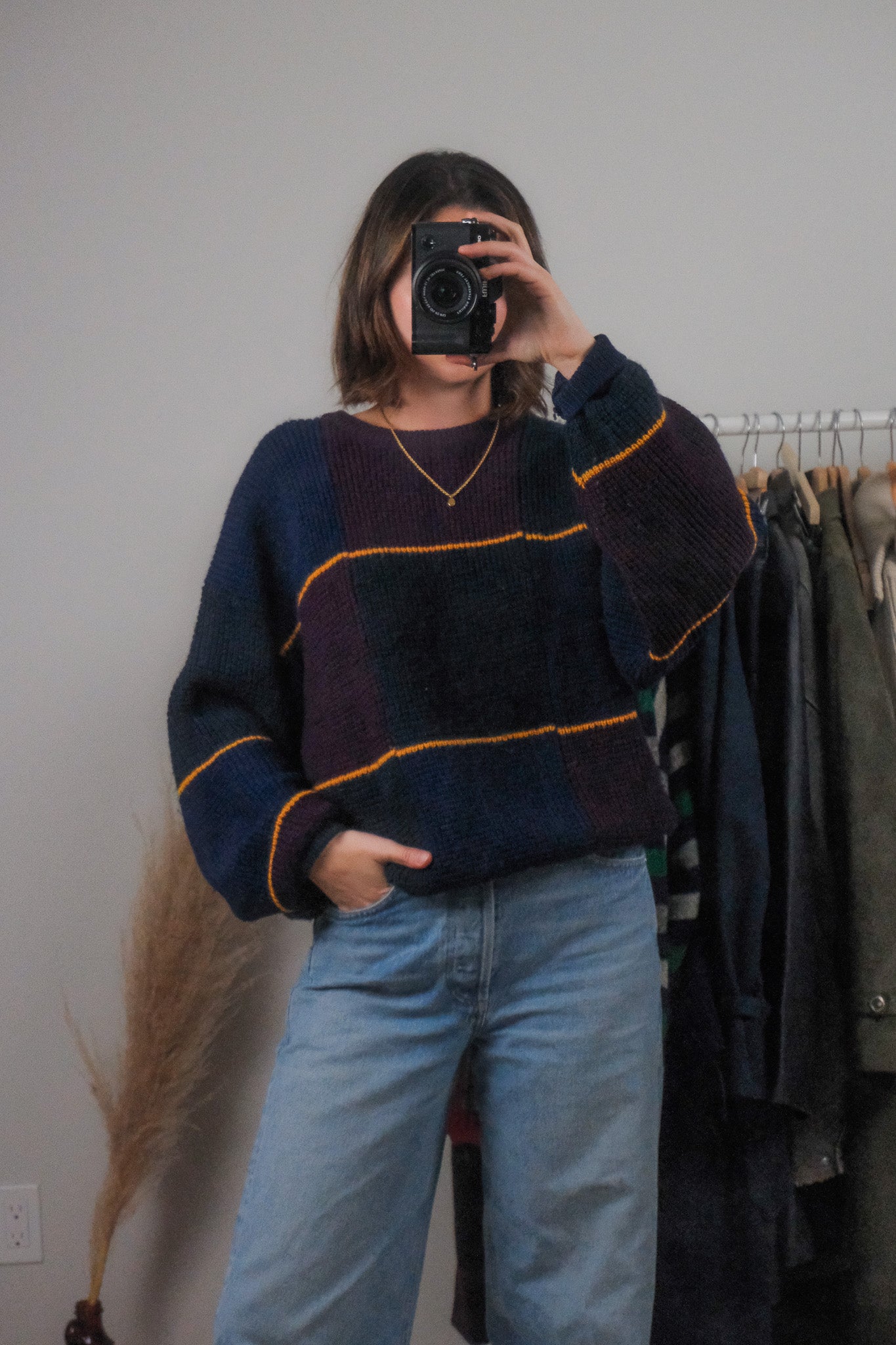 Vintage x Wool Checkered Knit (L)