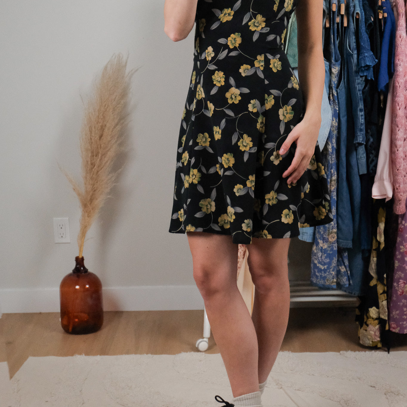 Made in USA x Vintage x Floral Mini Dress (L)
