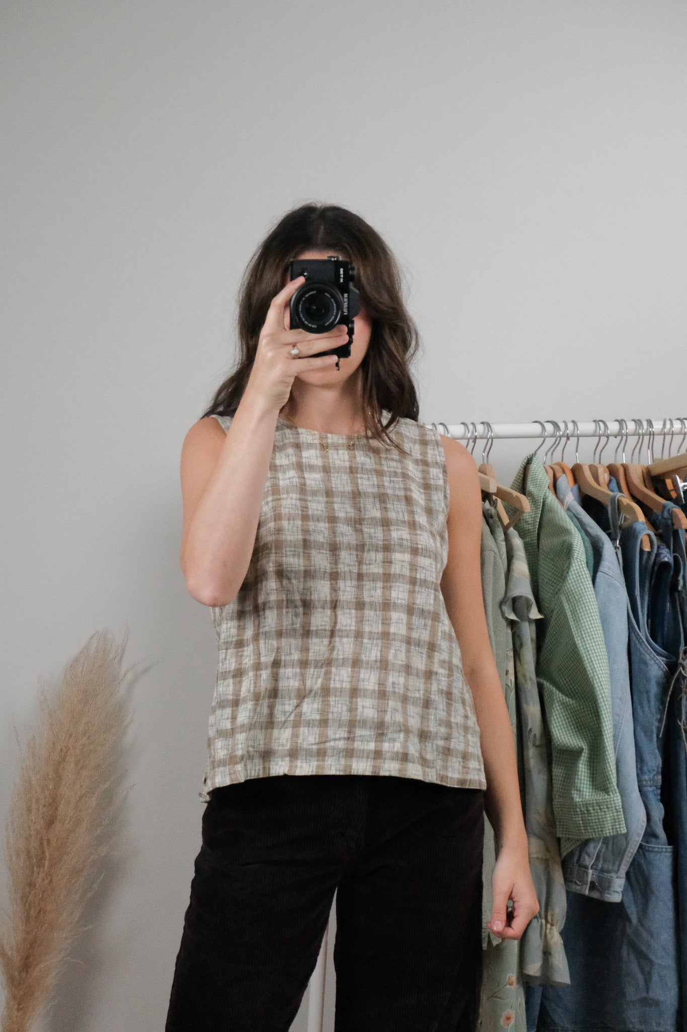 Vintage x Cotton Plaid Tank Top (M)