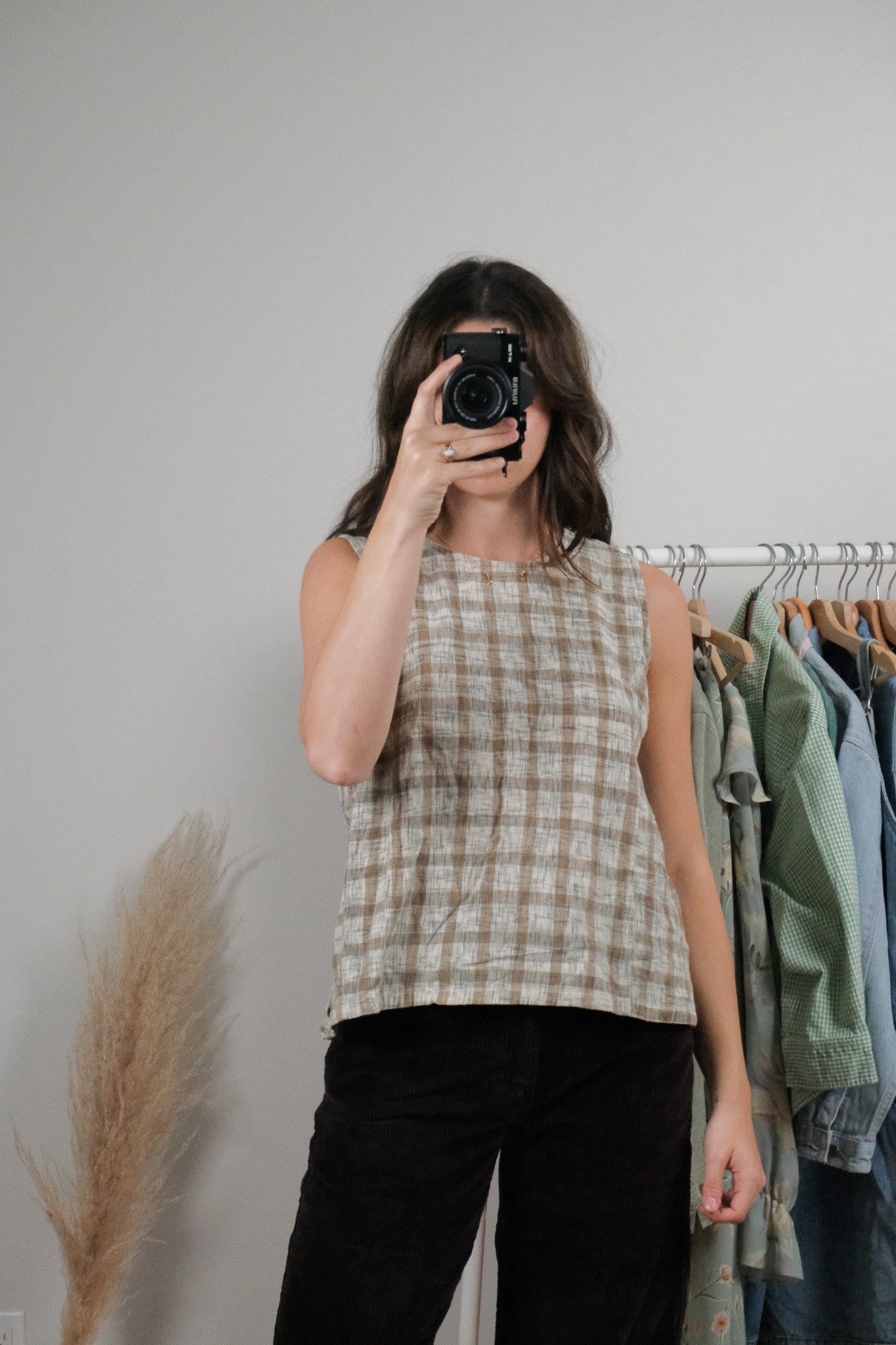 Vintage x Cotton Plaid Tank Top (M)