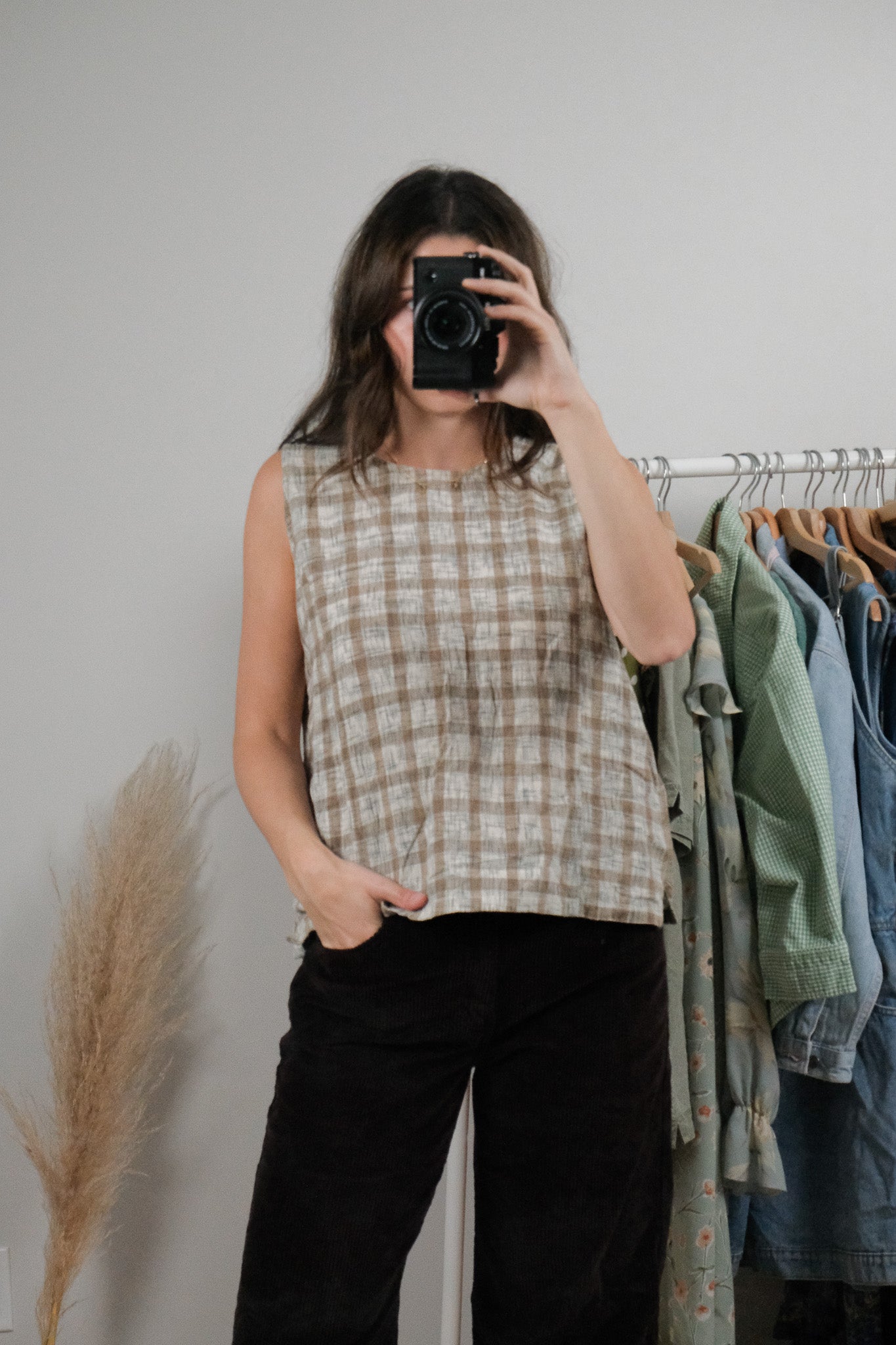 Vintage x Cotton Plaid Tank Top (M)