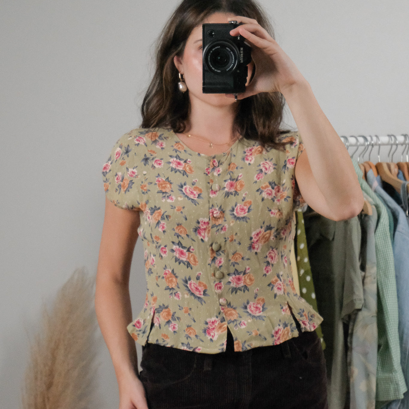 Vintage x Floral Cropped Blouse (S)