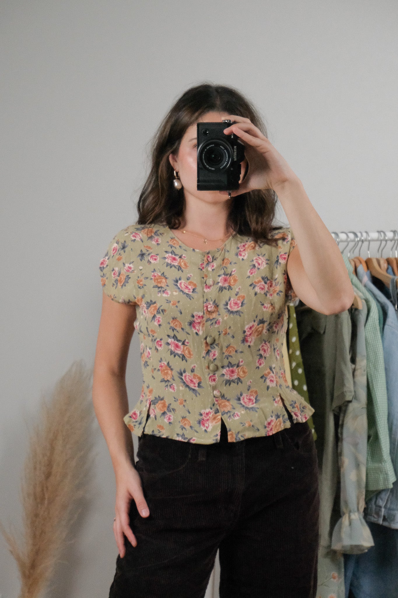 Vintage x Floral Cropped Blouse (S)