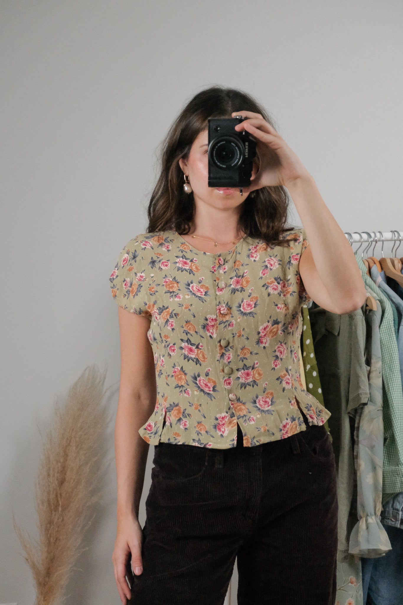 Vintage x Floral Cropped Blouse (S)