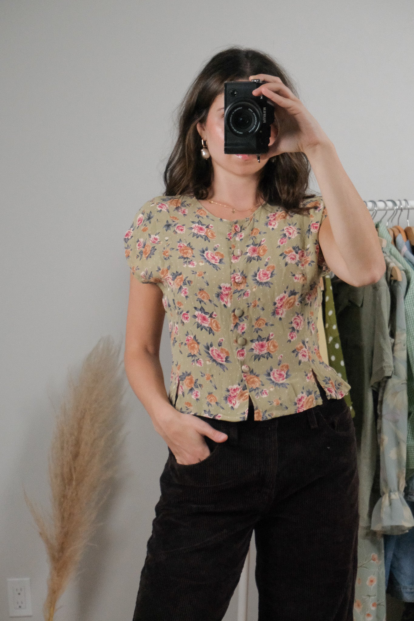 Vintage x Floral Cropped Blouse (S)