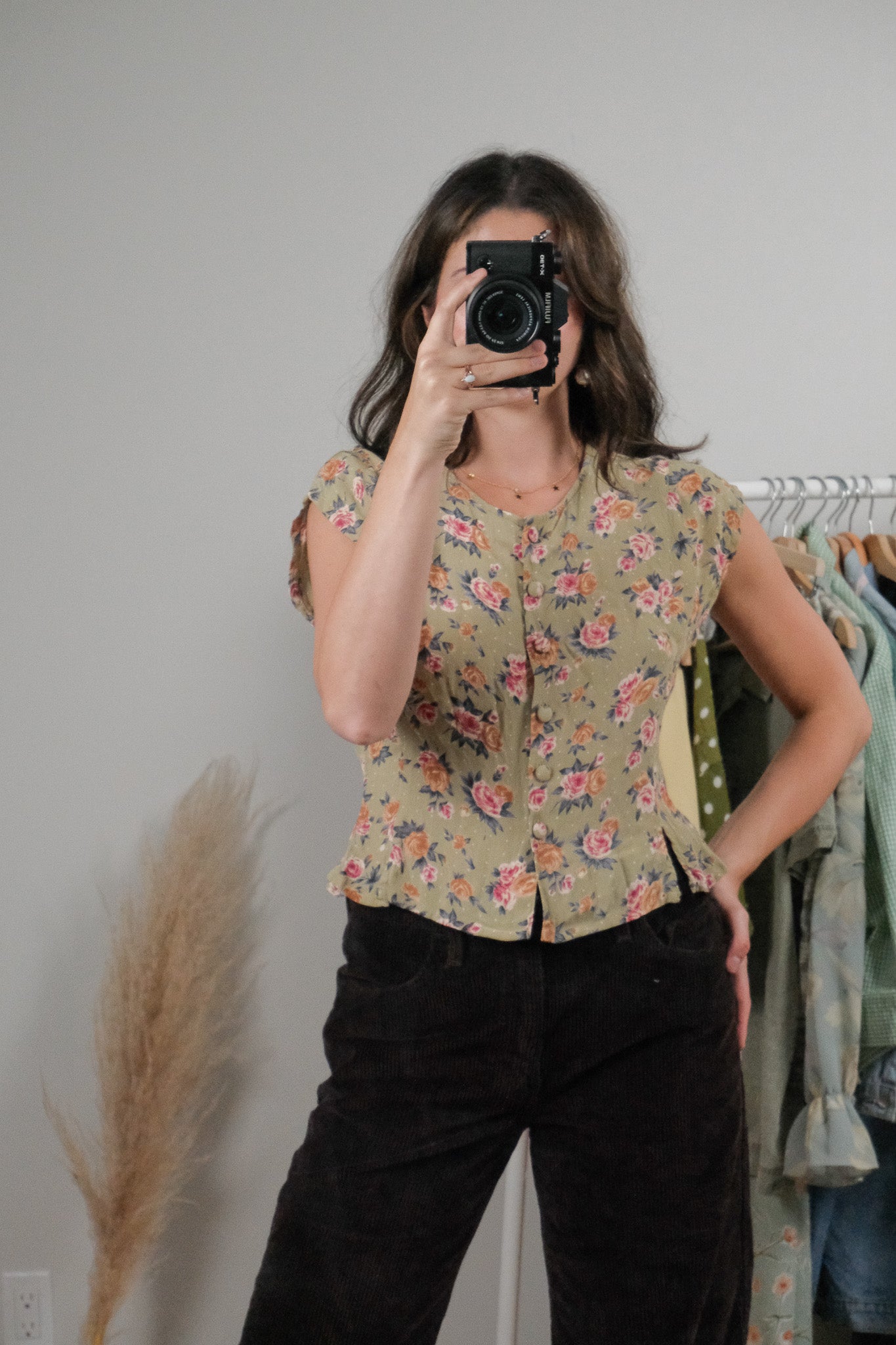 Vintage x Floral Cropped Blouse (S)