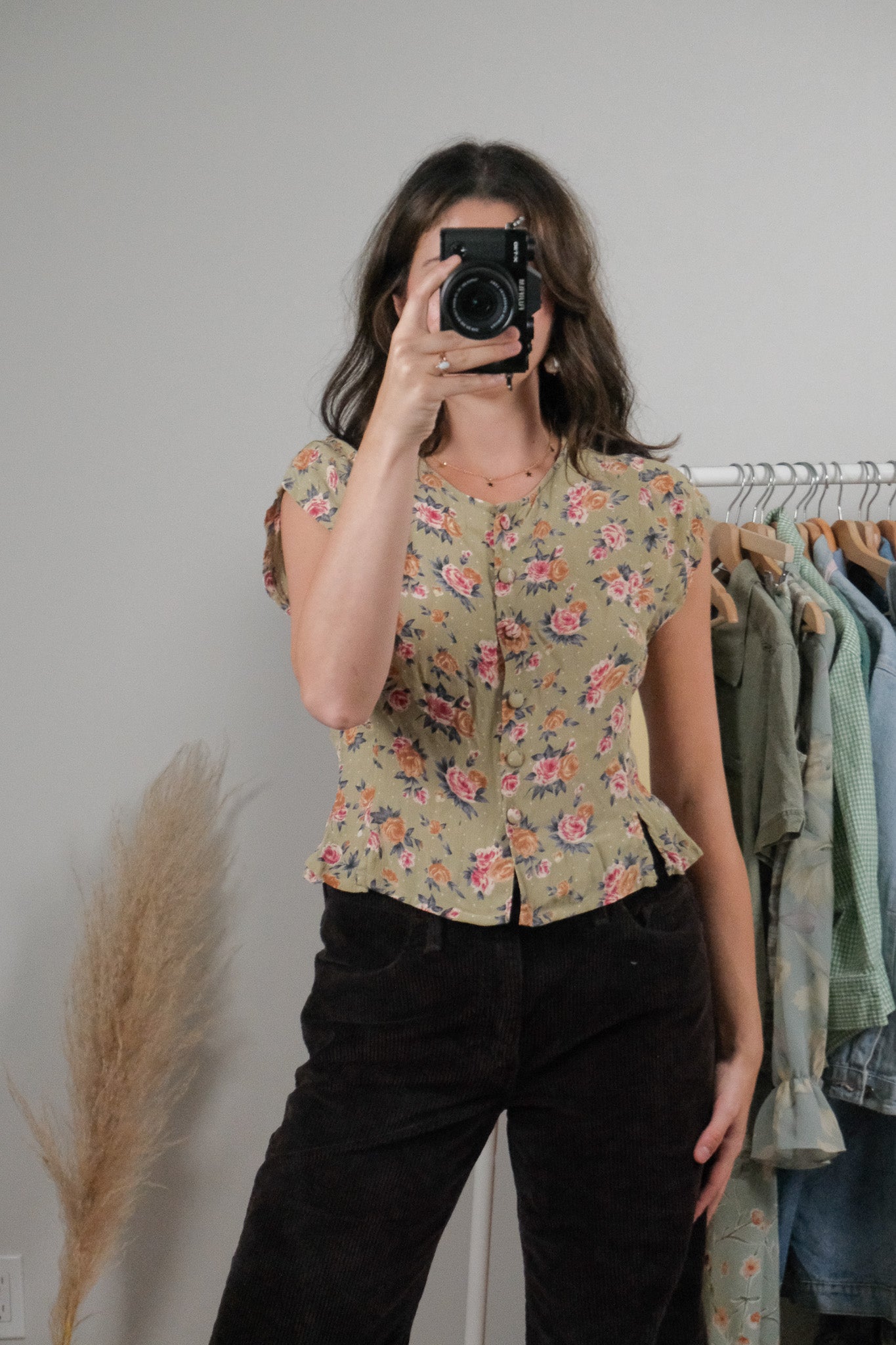 Vintage x Floral Cropped Blouse (S)